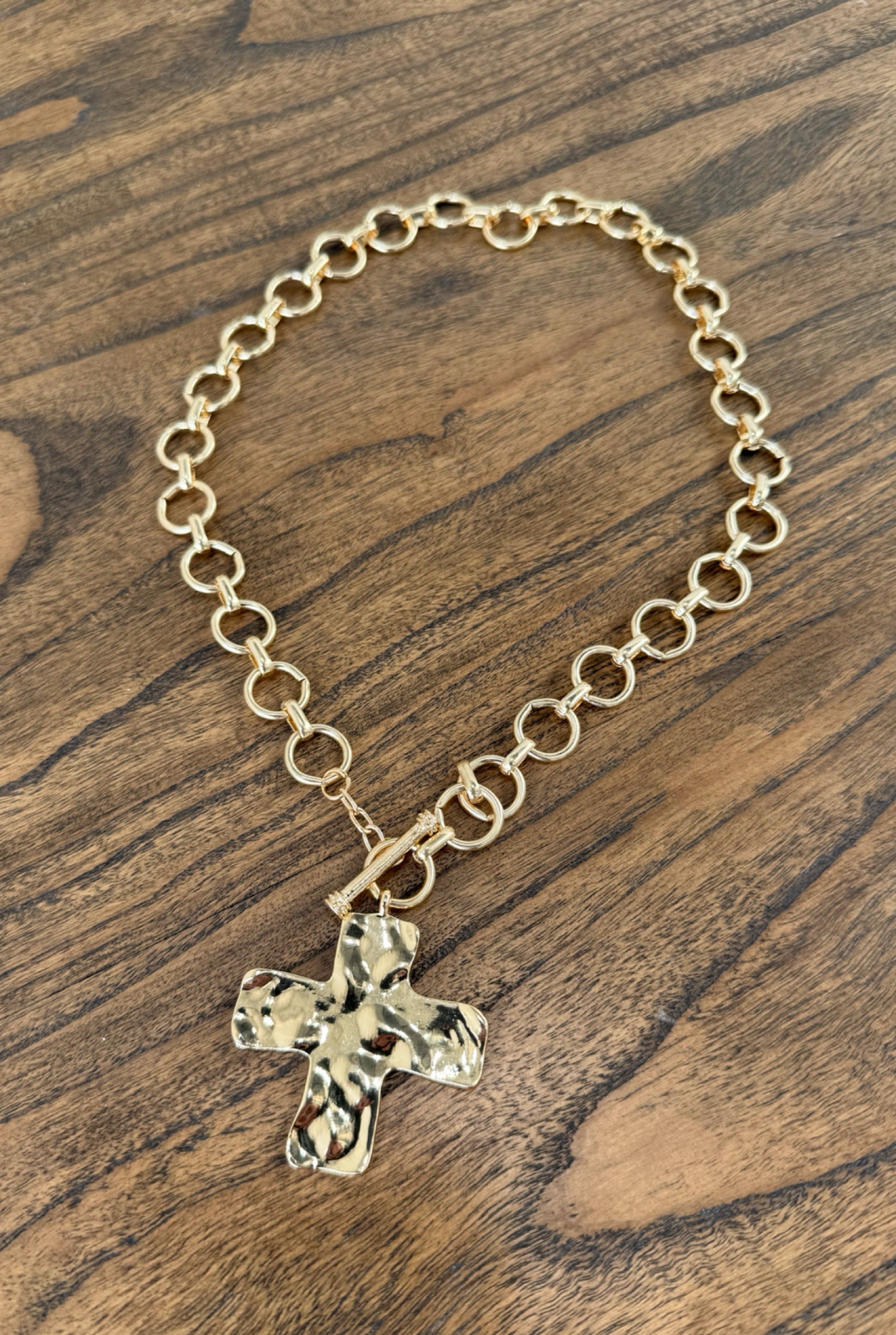 gold cross clasp necklace