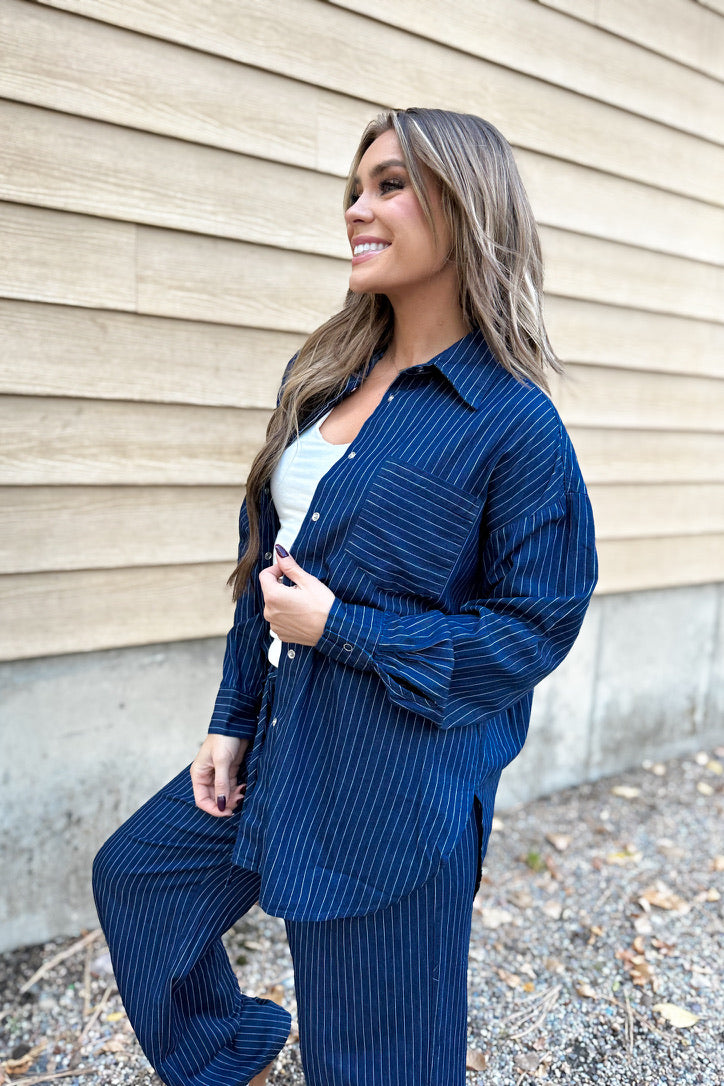 Stripes in Motion Button Down Top