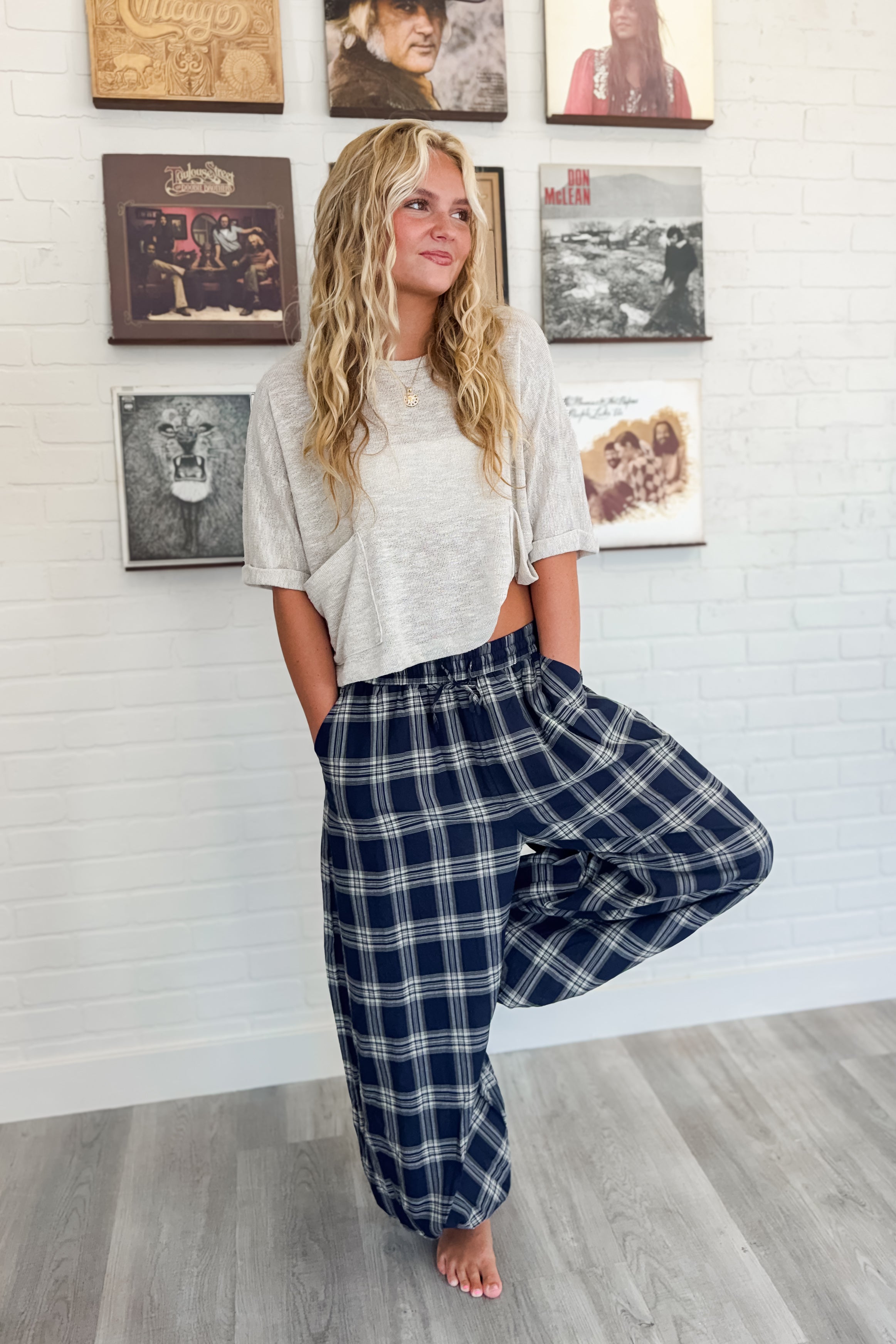 Here For It Plaid Balloon Pants