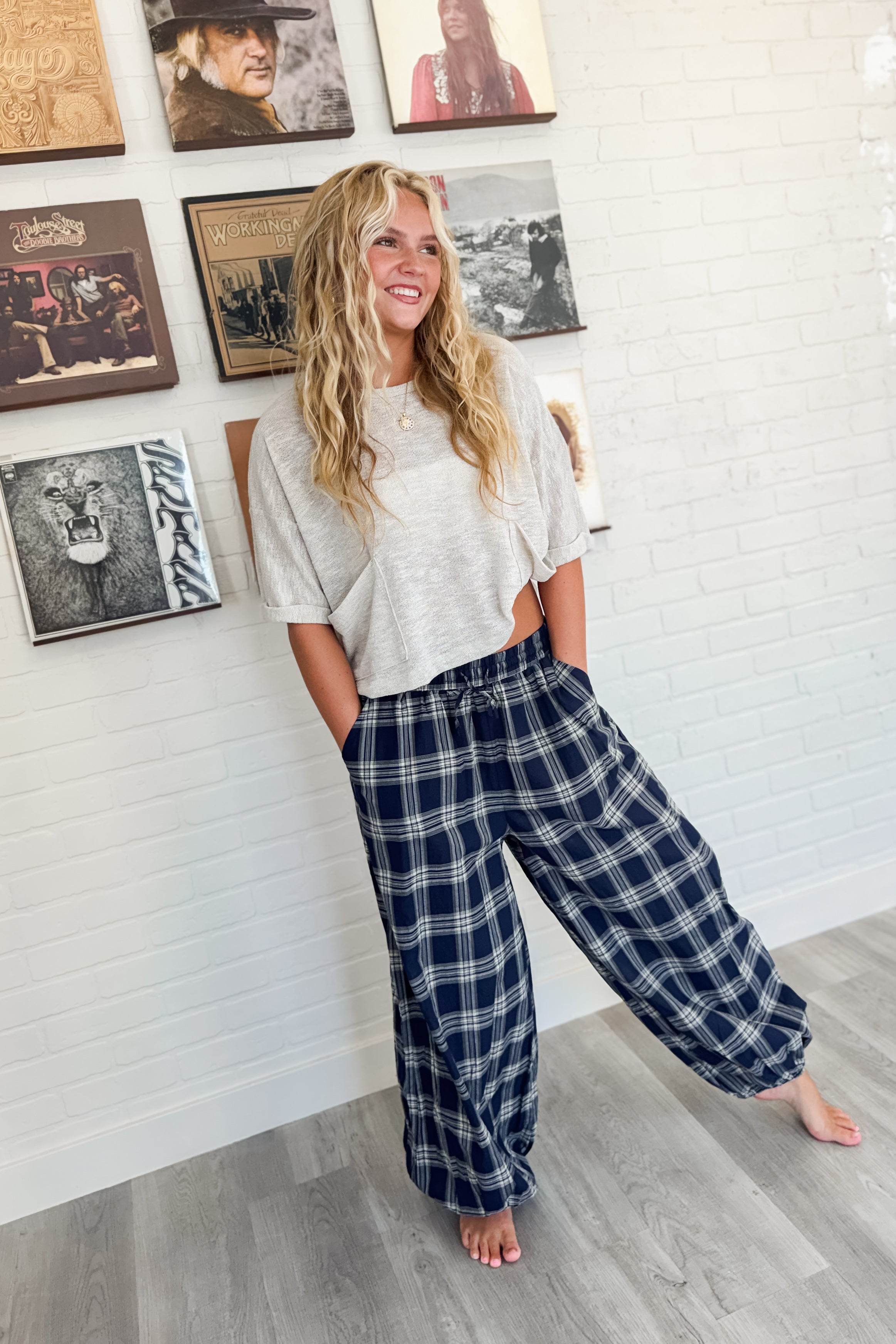 Here For It Plaid Balloon Pants