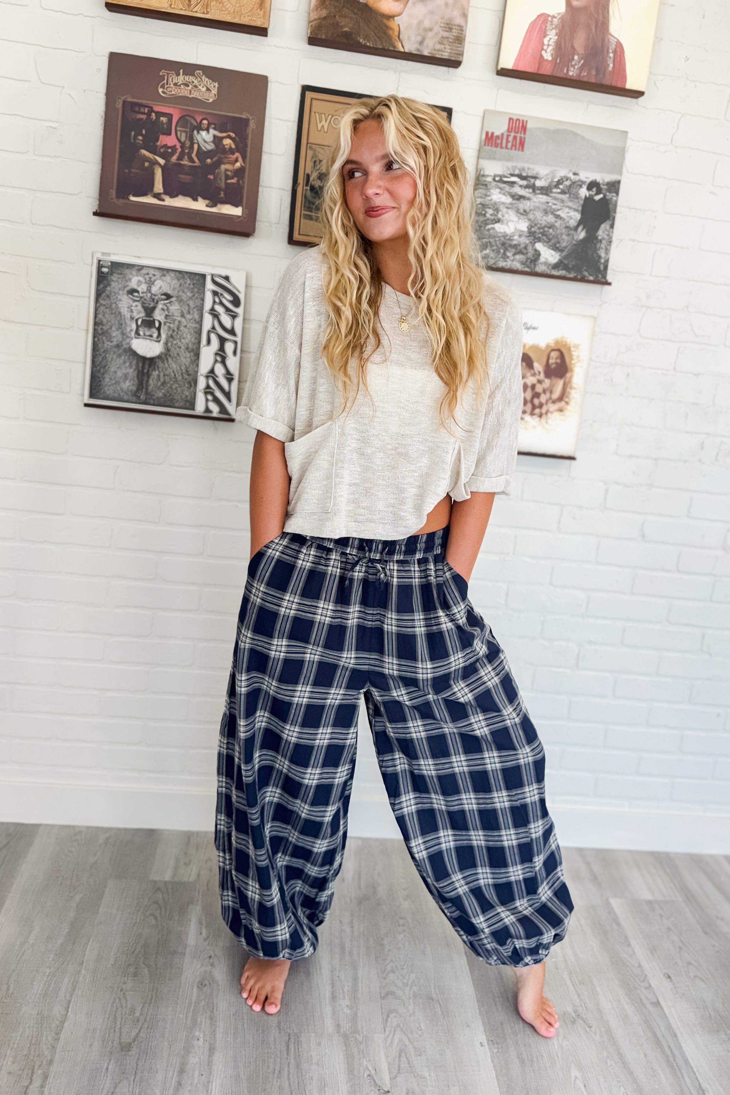 Here For It Plaid Balloon Pants