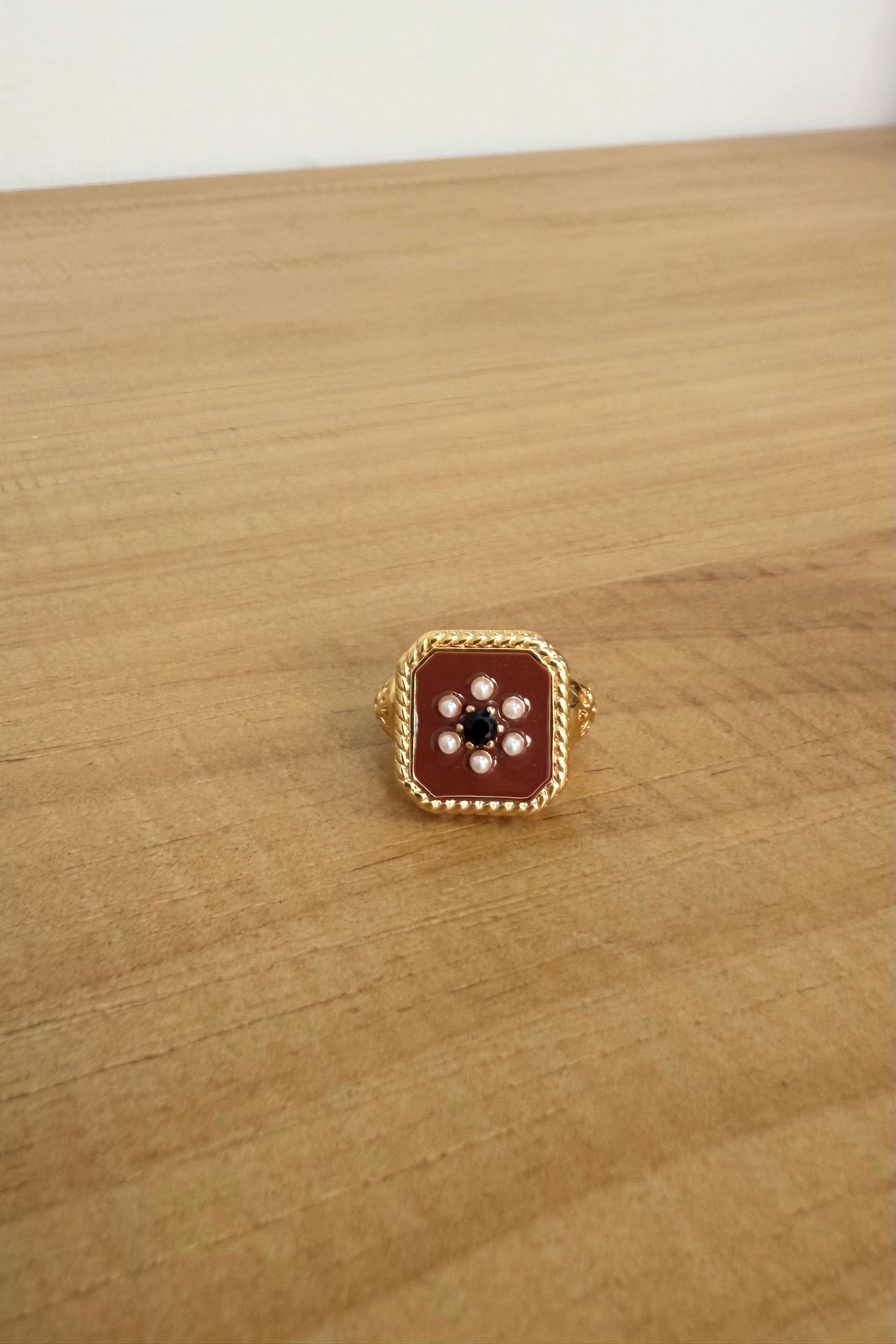 vintage adjustable enamel ring 