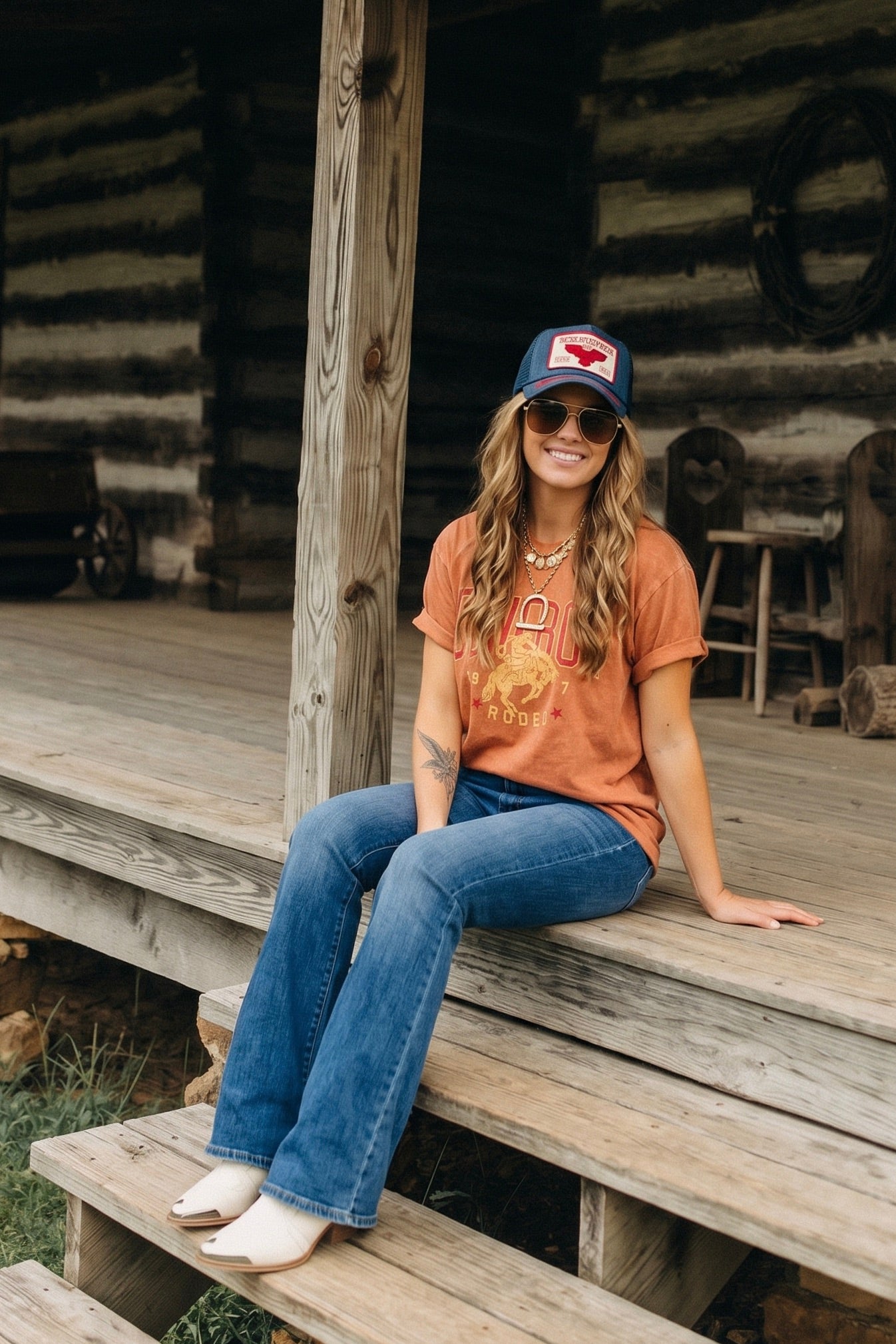 Cowboy rodeo graphic tee shirt. Fun bold colors. perfect for nights on the porch, out at the rodeo, or running around town