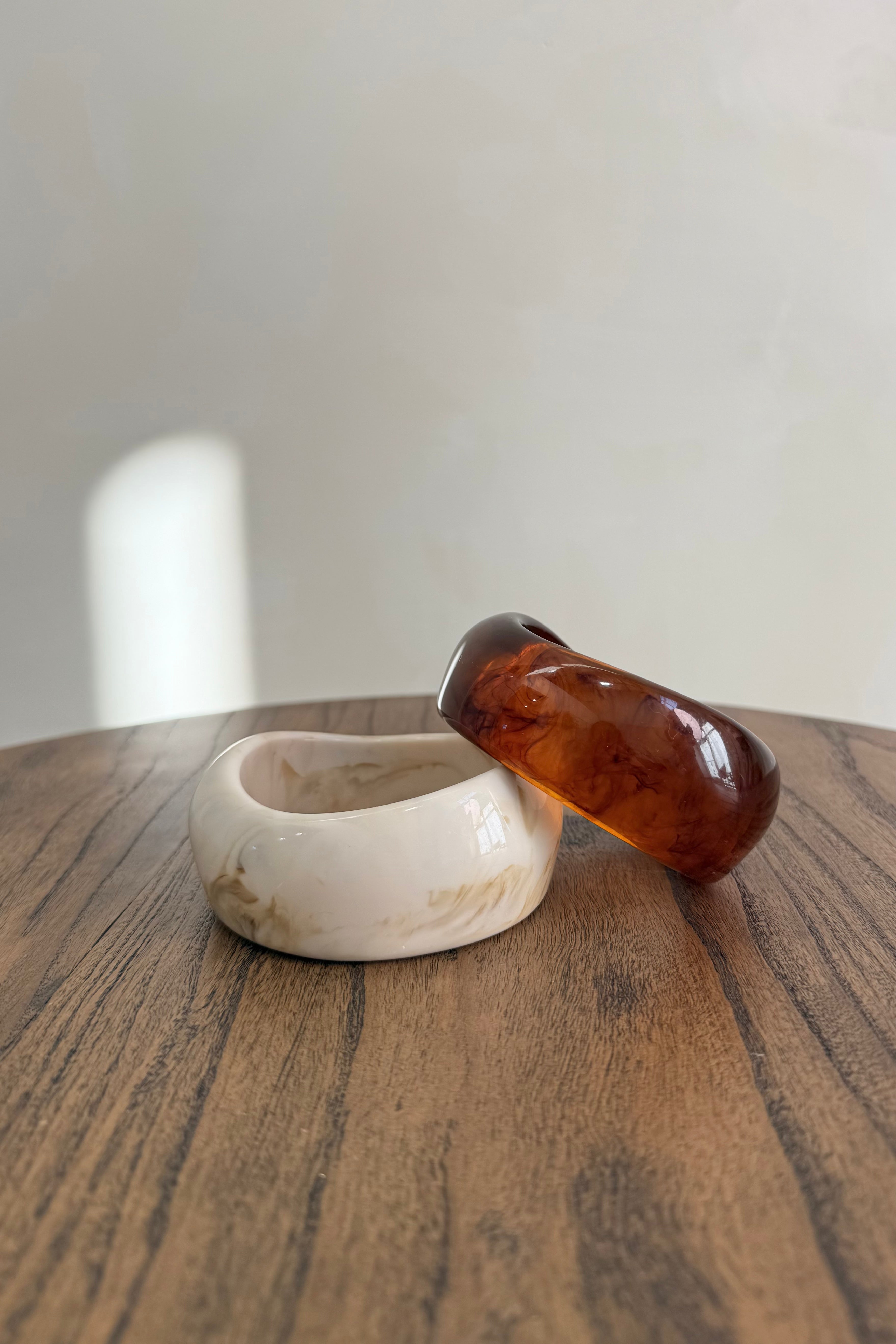 chunky resin bangle bracelets in two colors