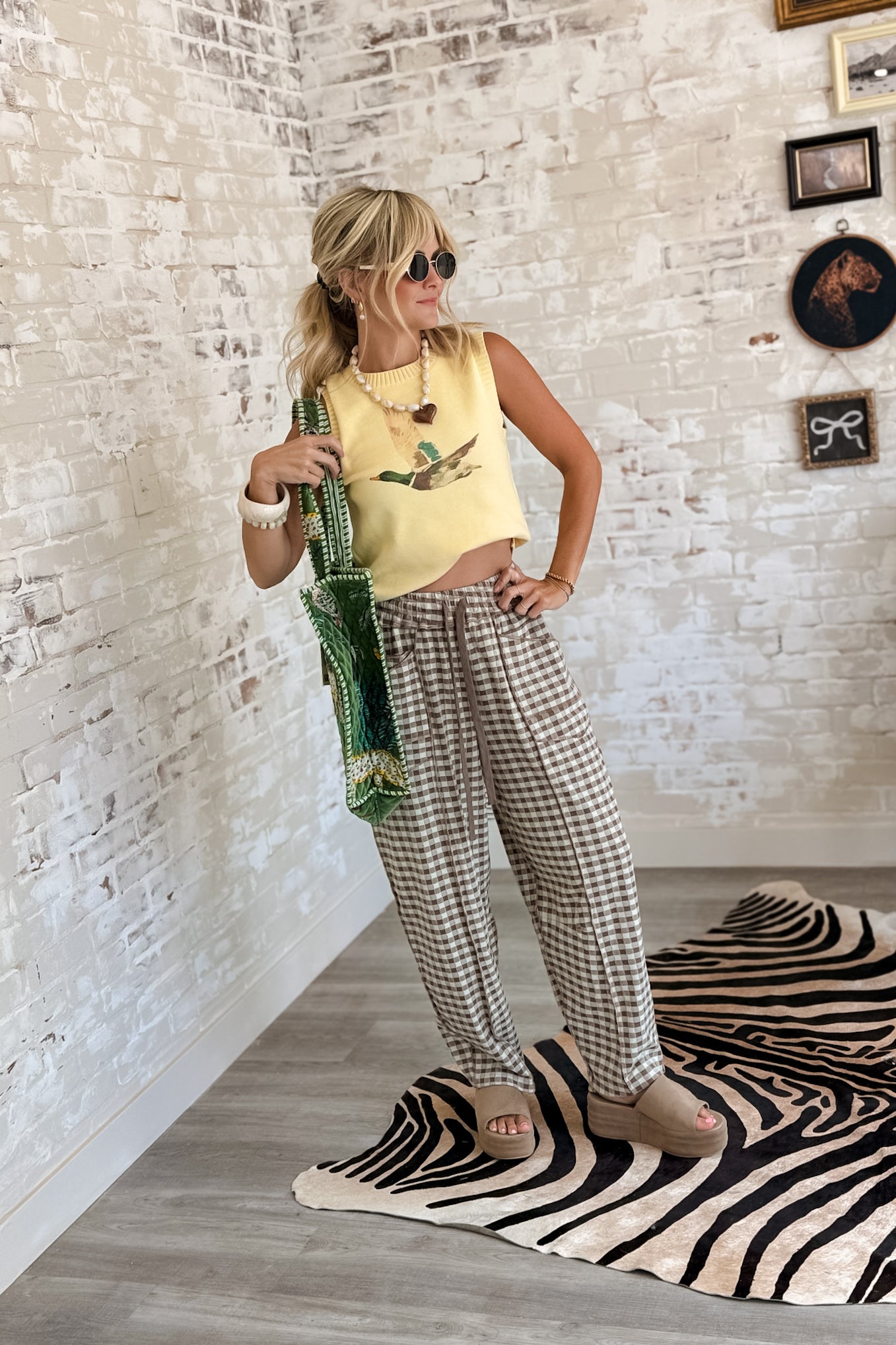 In No Hurry Gingham Drawstring Pants