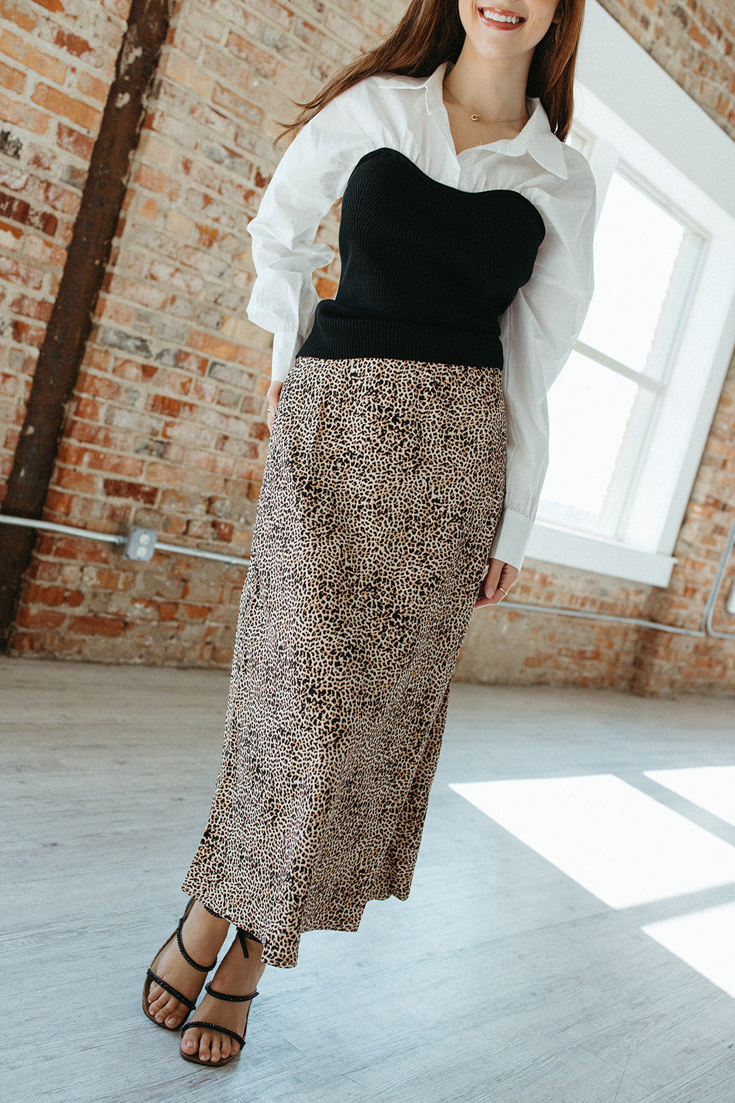 Toasted Leopard Midi Skirt