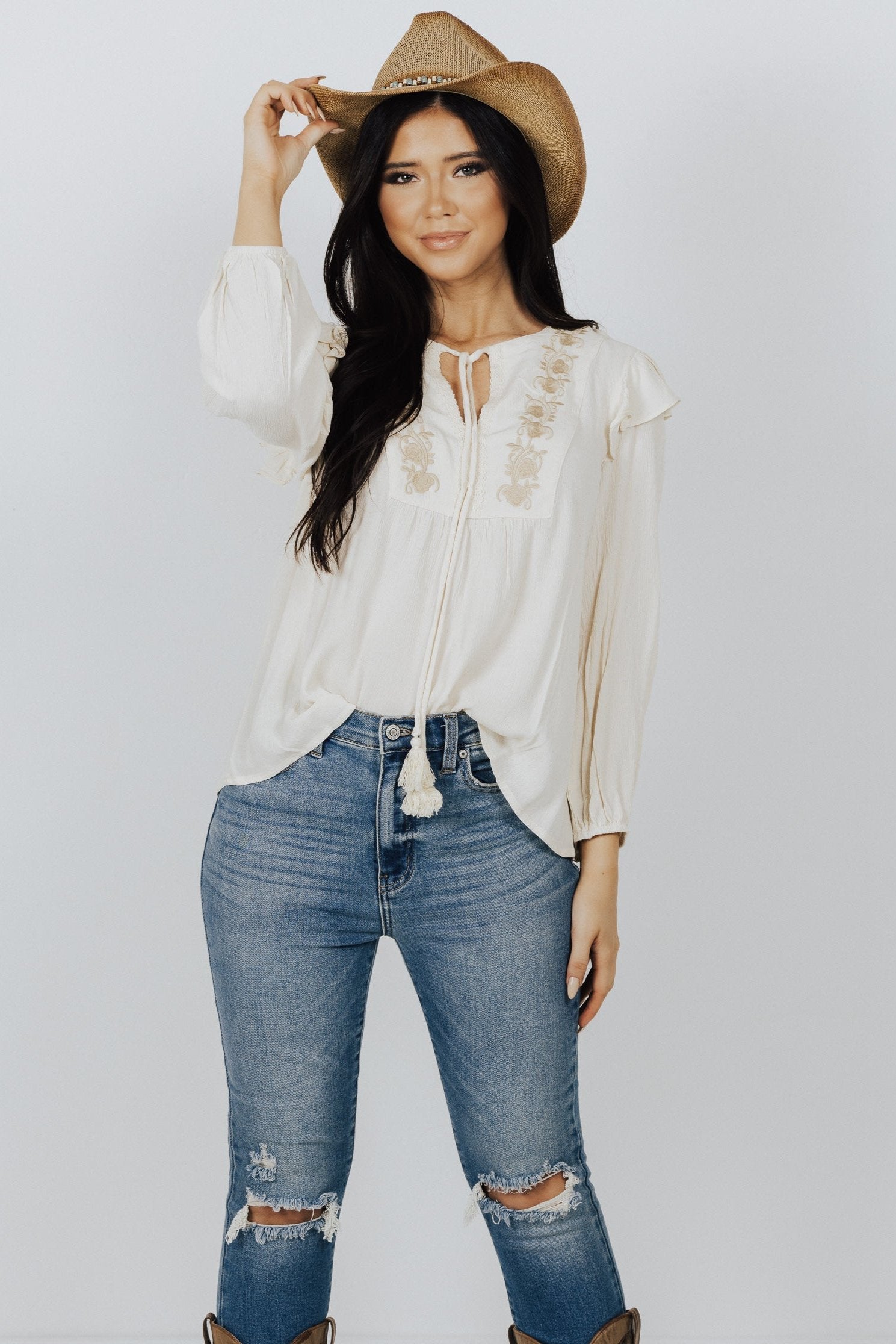 Ava Floral Embroidered Blouse - FINAL SALE