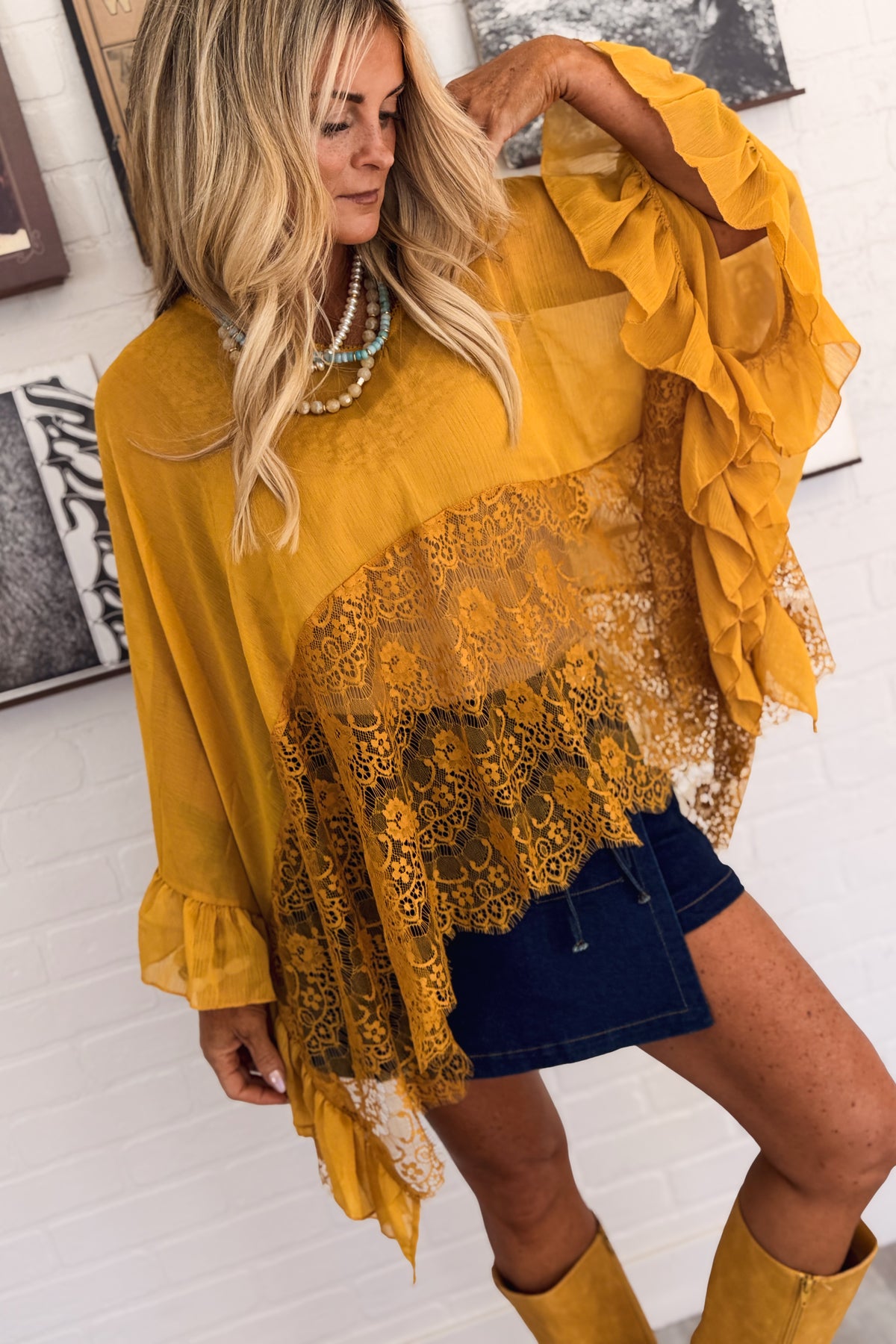 October Sun Lace Poncho Top