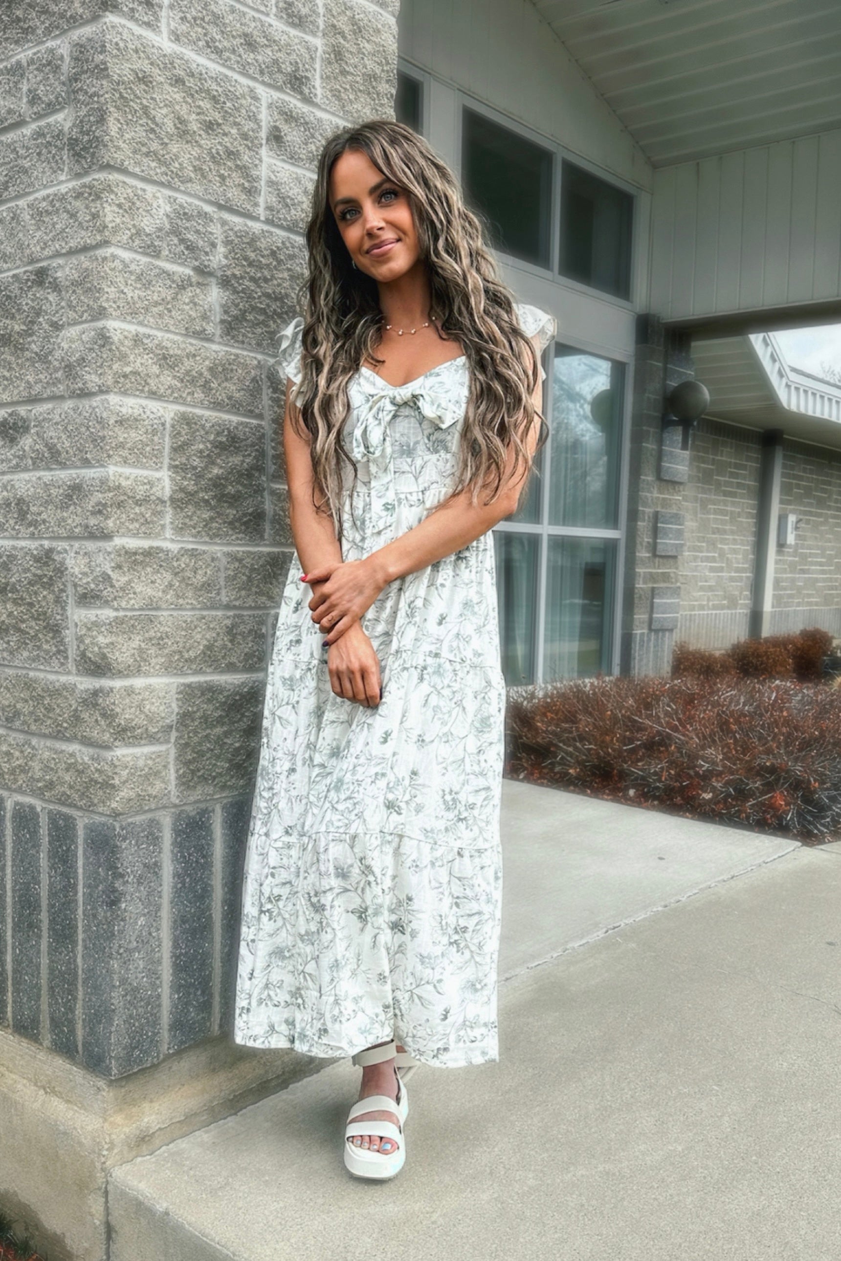 Secret Garden Floral Front Tie Dress