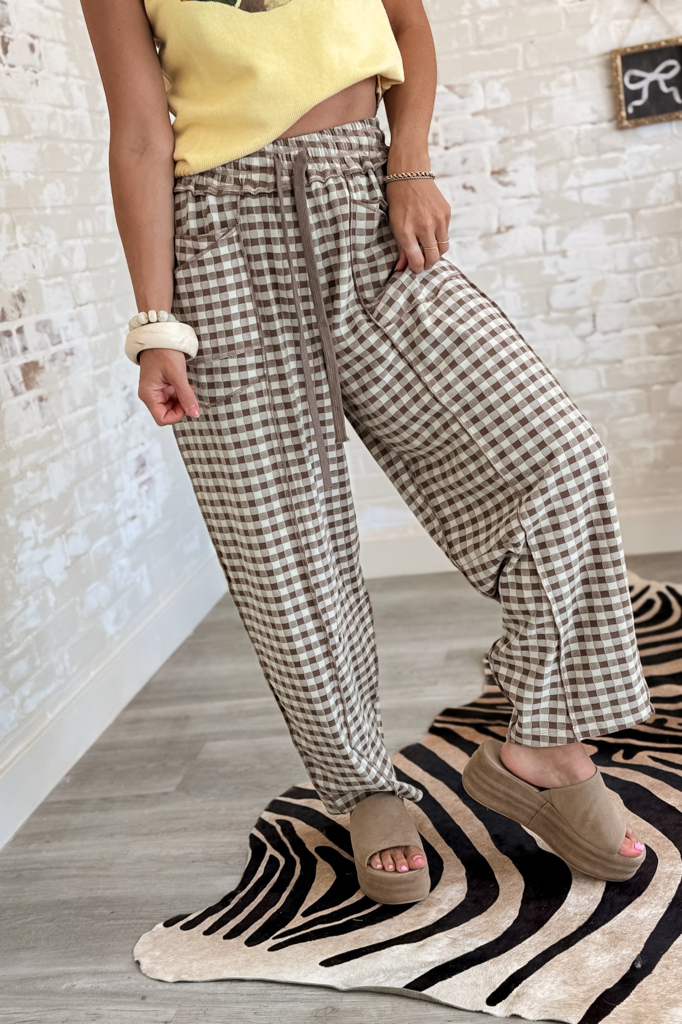 In No Hurry Gingham Drawstring Pants