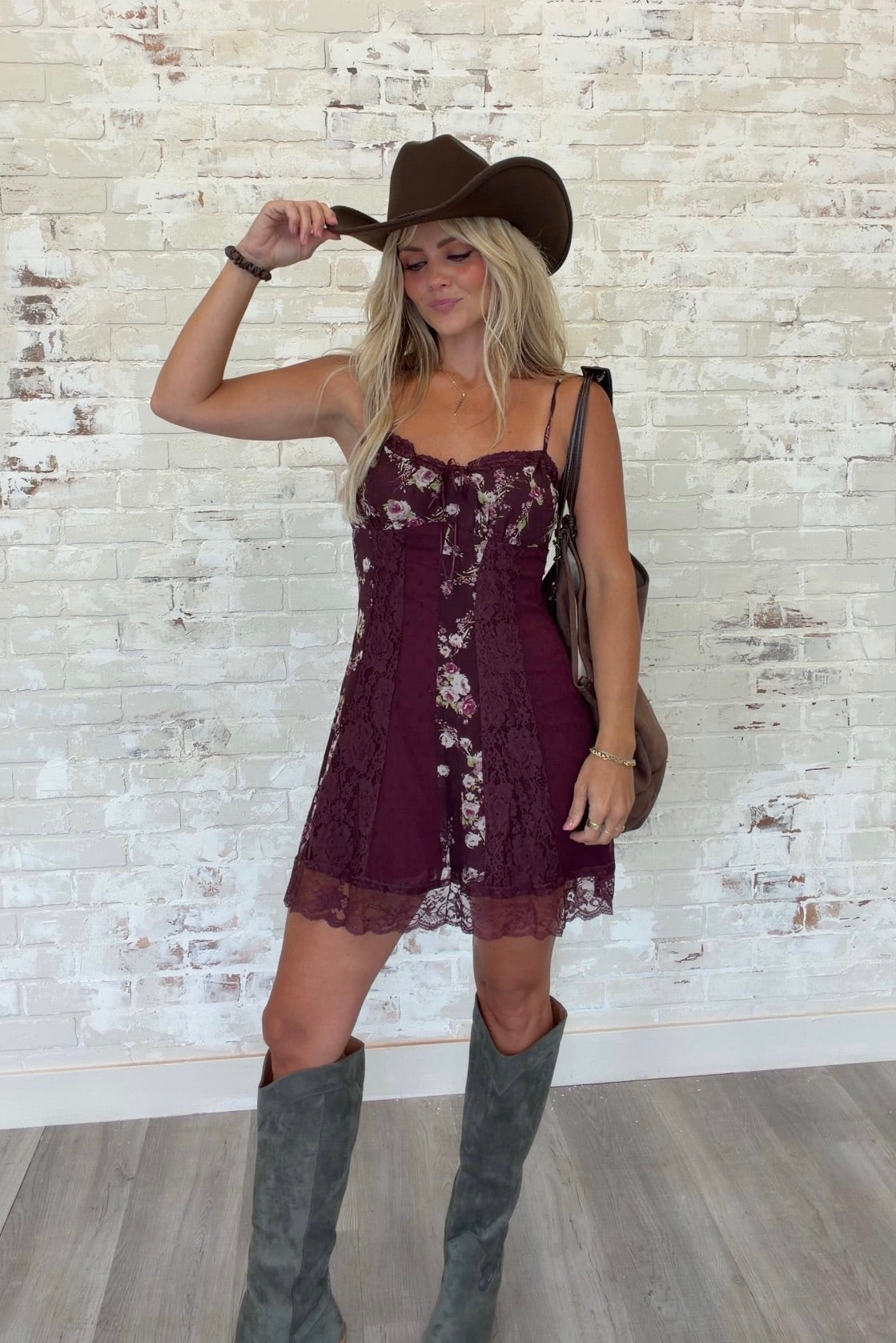 Heirloom Heart Floral Lace Trim Mini Dress