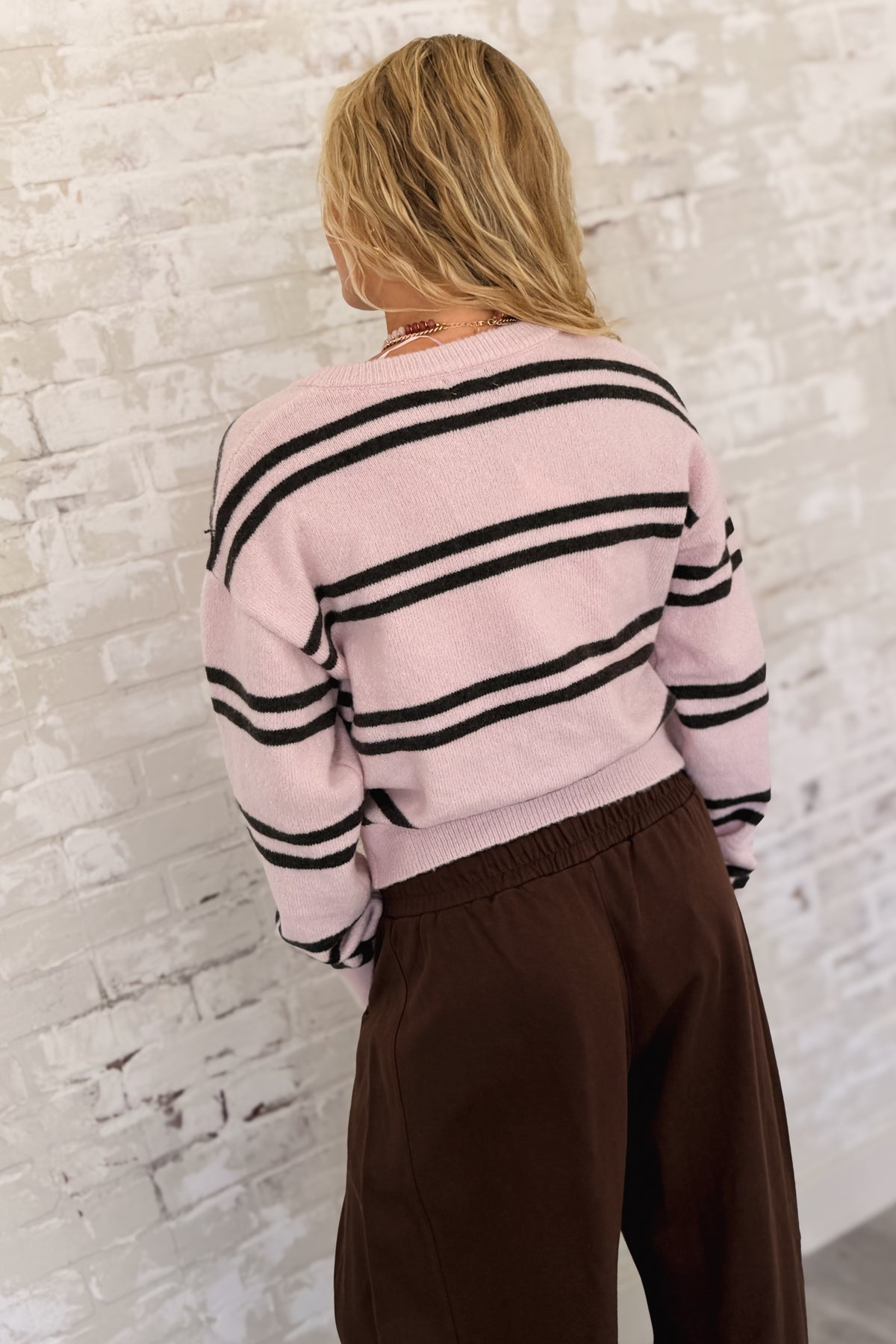 Office Gossip Striped Knit Cardigan