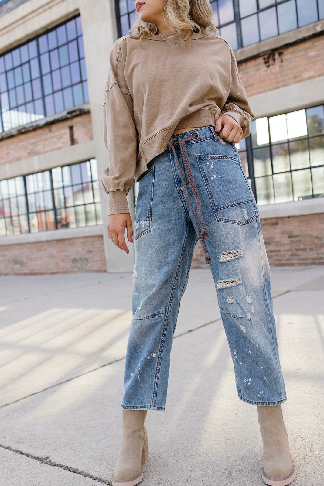 Adaline Washed Distressed Jeans Lux Collection - FINAL SALE