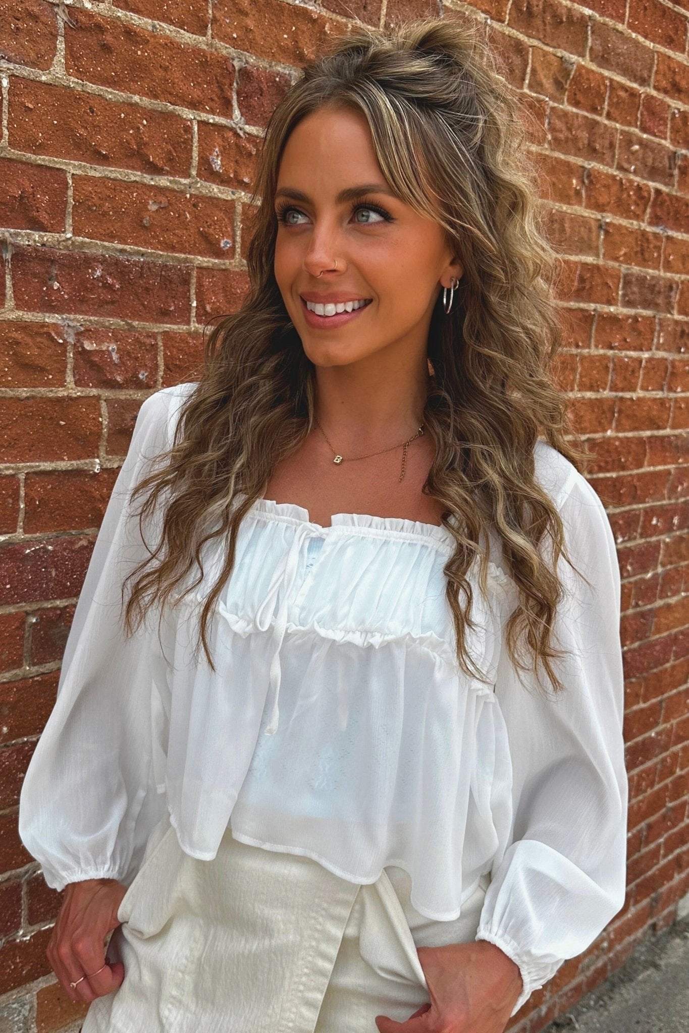 Airlight Tie Square Neck Blouse