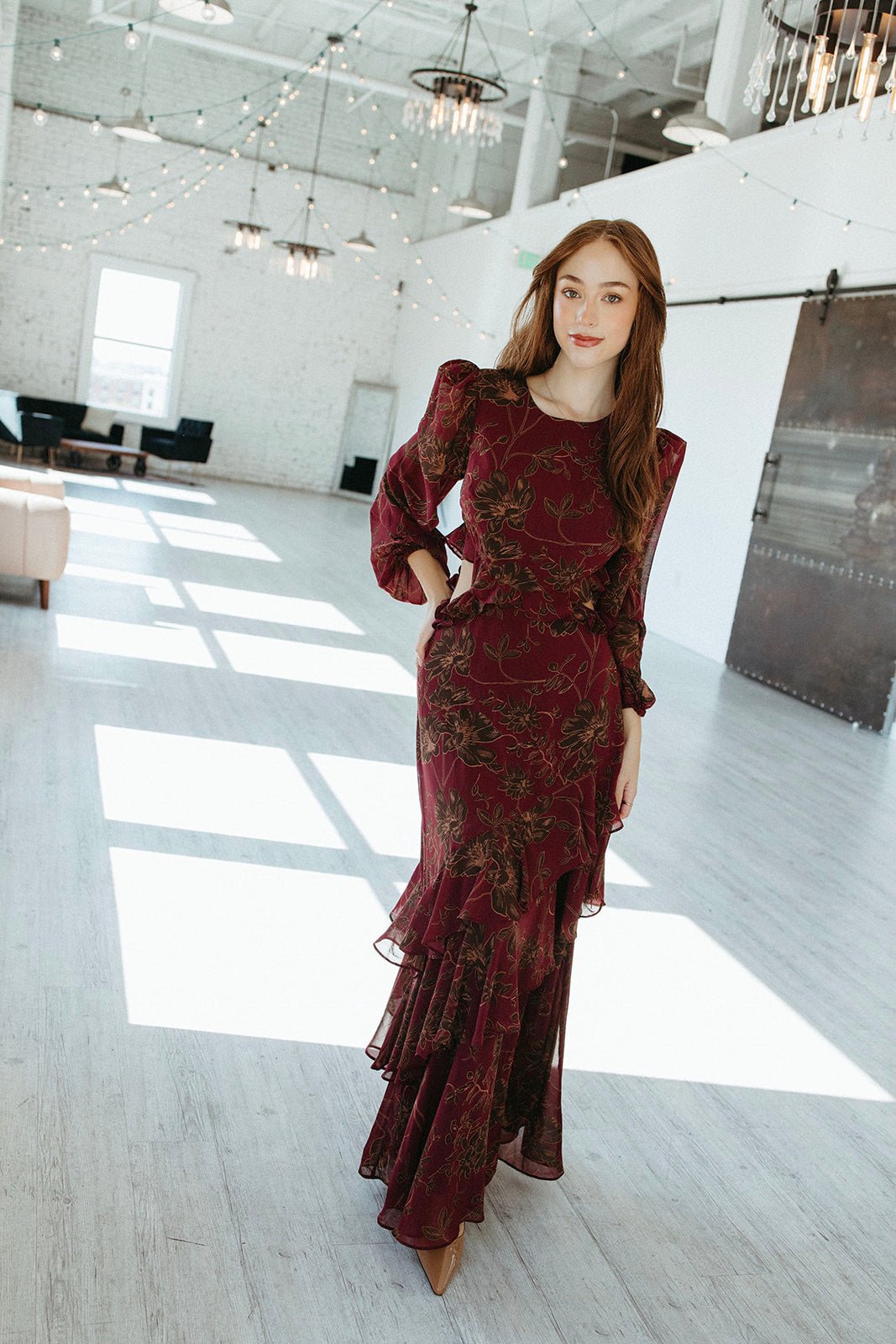 ASTR Biella Ruffle Floral Maxi Dress Lux Collection - FINAL SALE