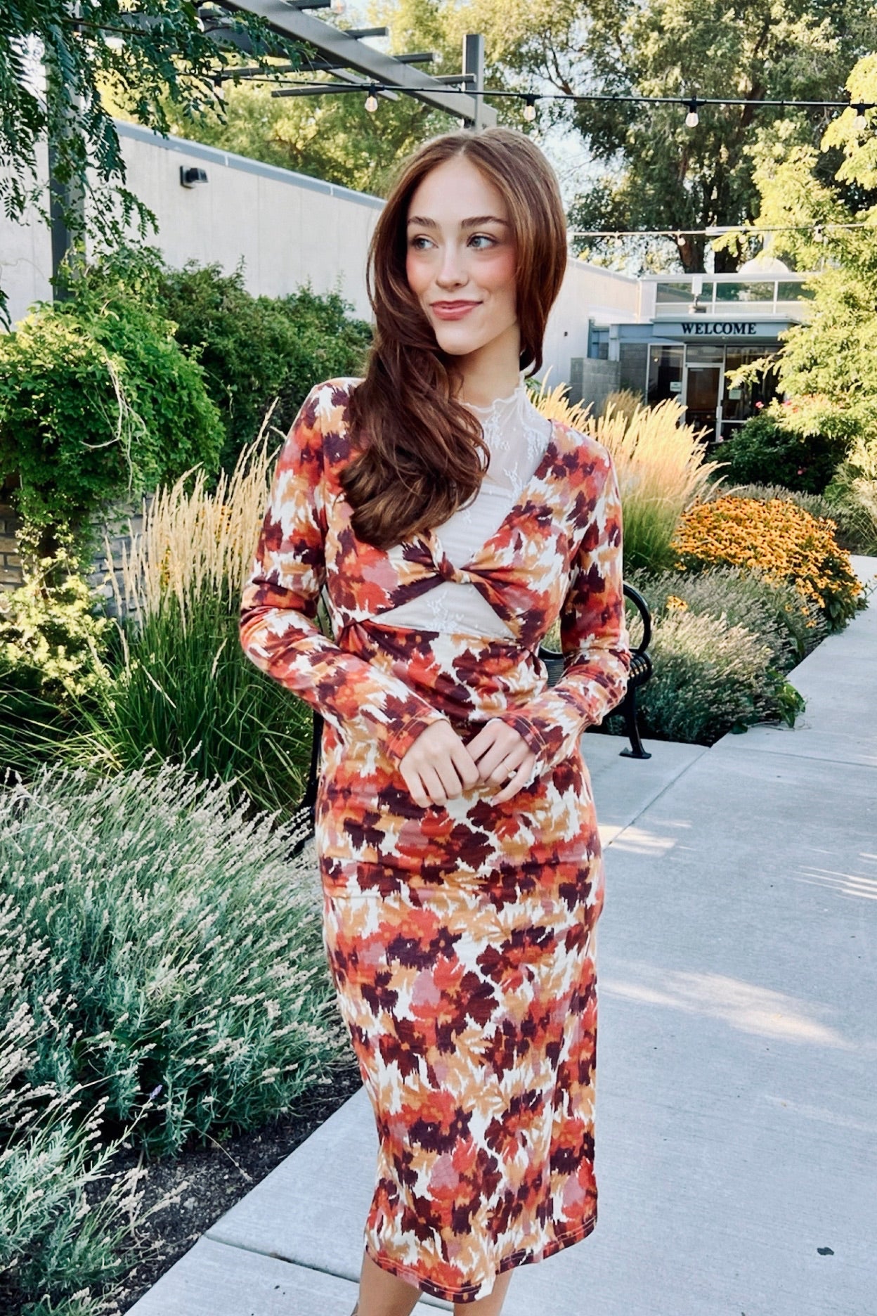 Autumn Abstract Midi Dress - FINAL SALE