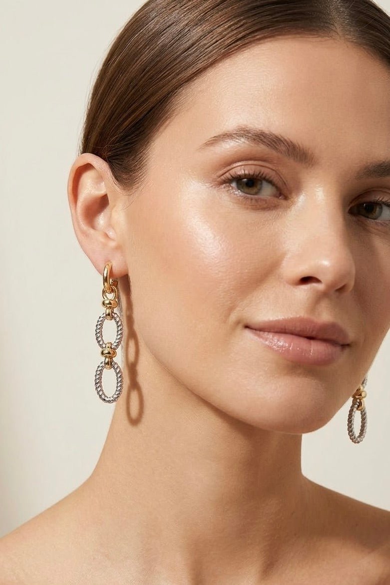 double link dual metal earrings