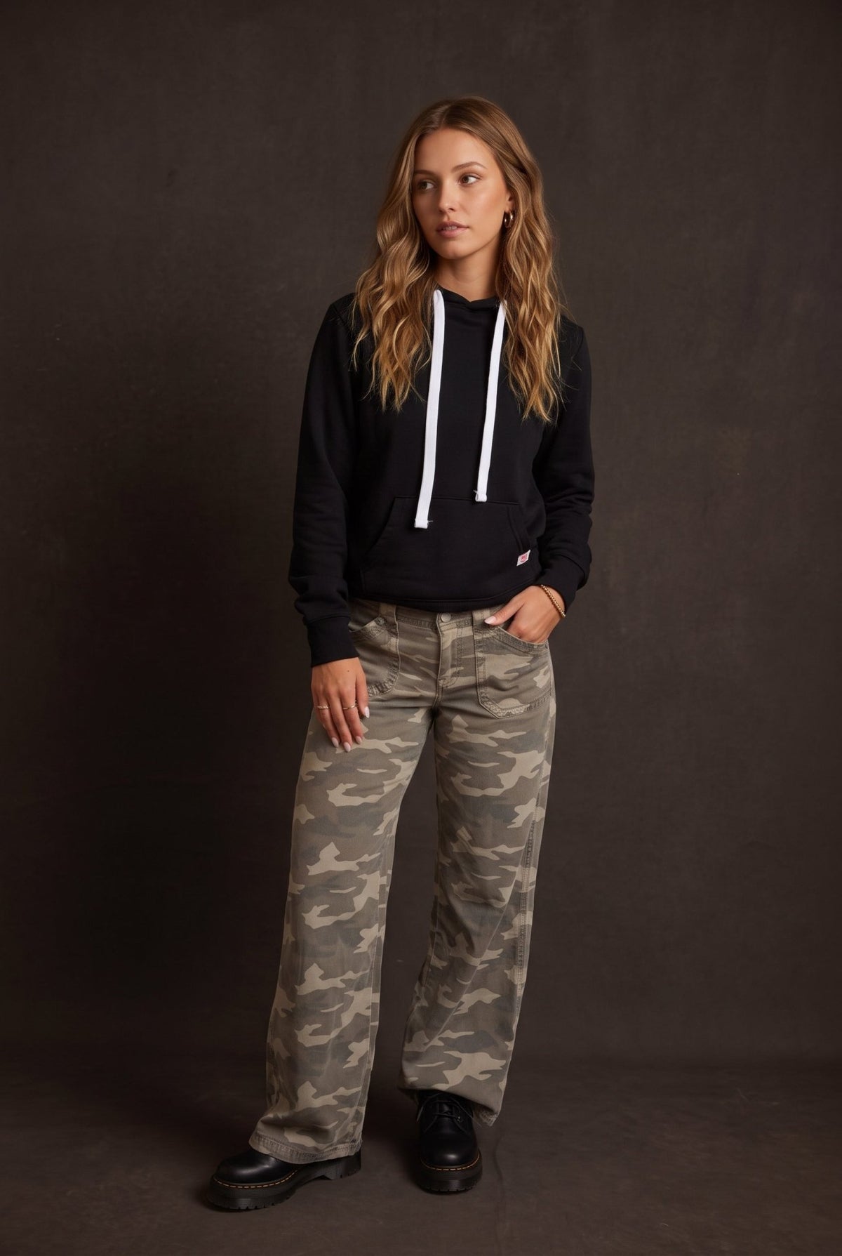 Cozy black soft fleece pullover over hoodie.  Matches with our barrel sweatpants