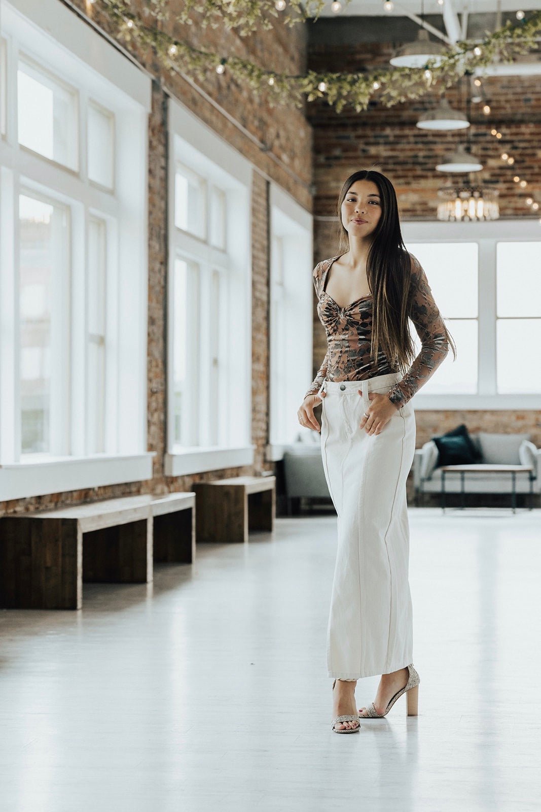 Cane Front Slit Maxi Skirt - FINAL SALE