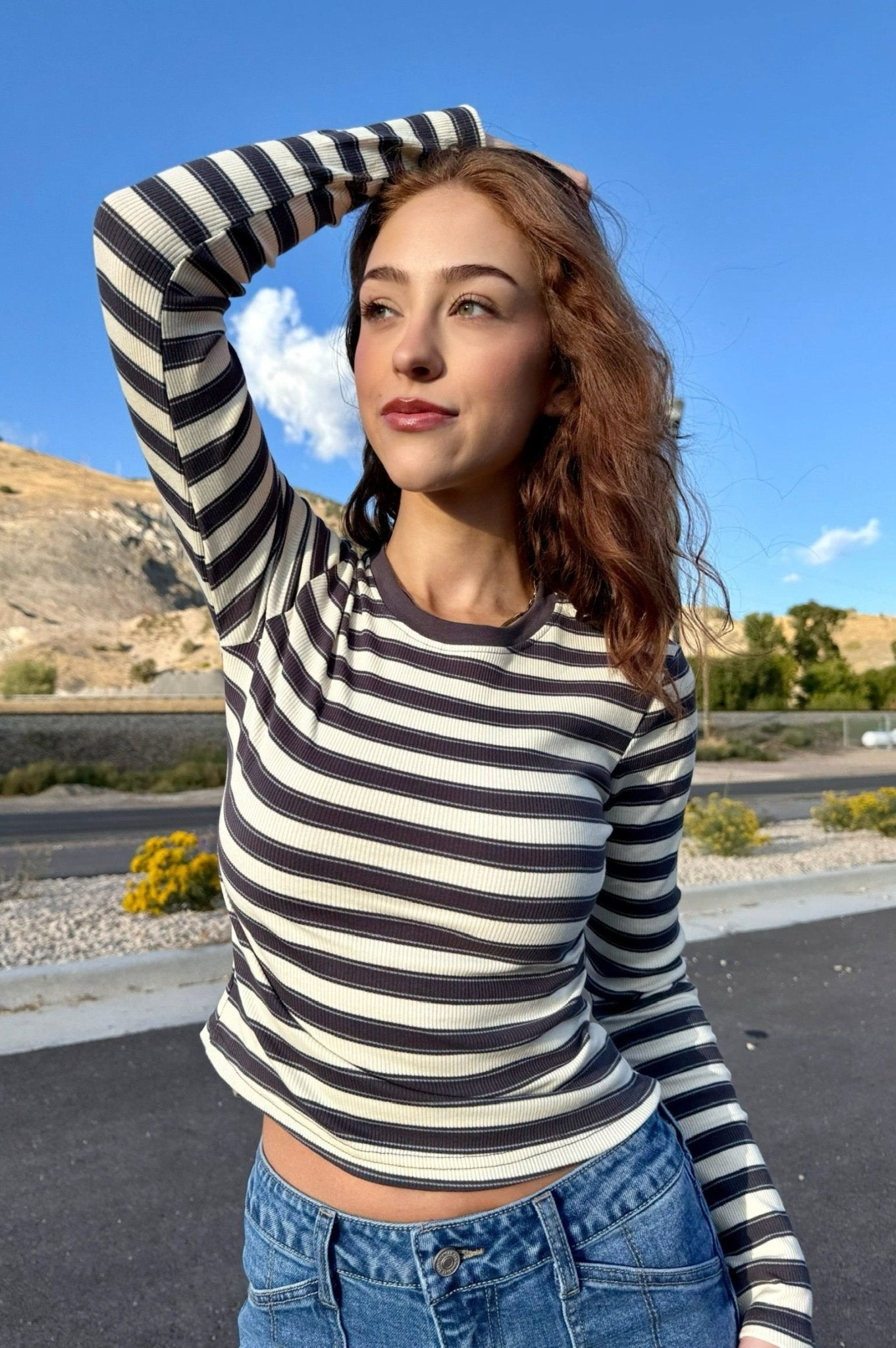 Charlie Ribbed Long Sleeve Tee