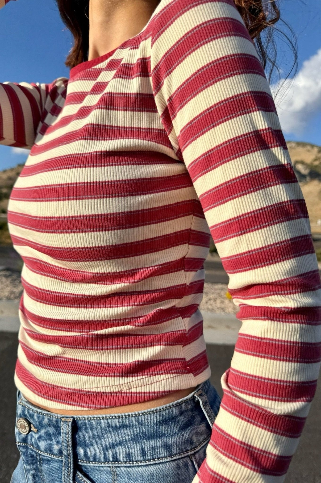 Charlie Ribbed Long Sleeve Tee