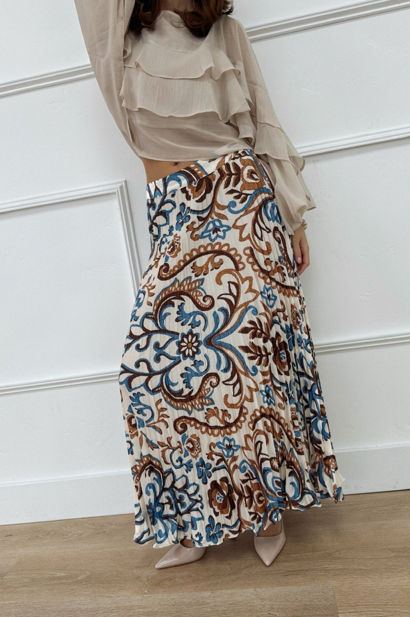 Copper Meadow Pleated Skirt