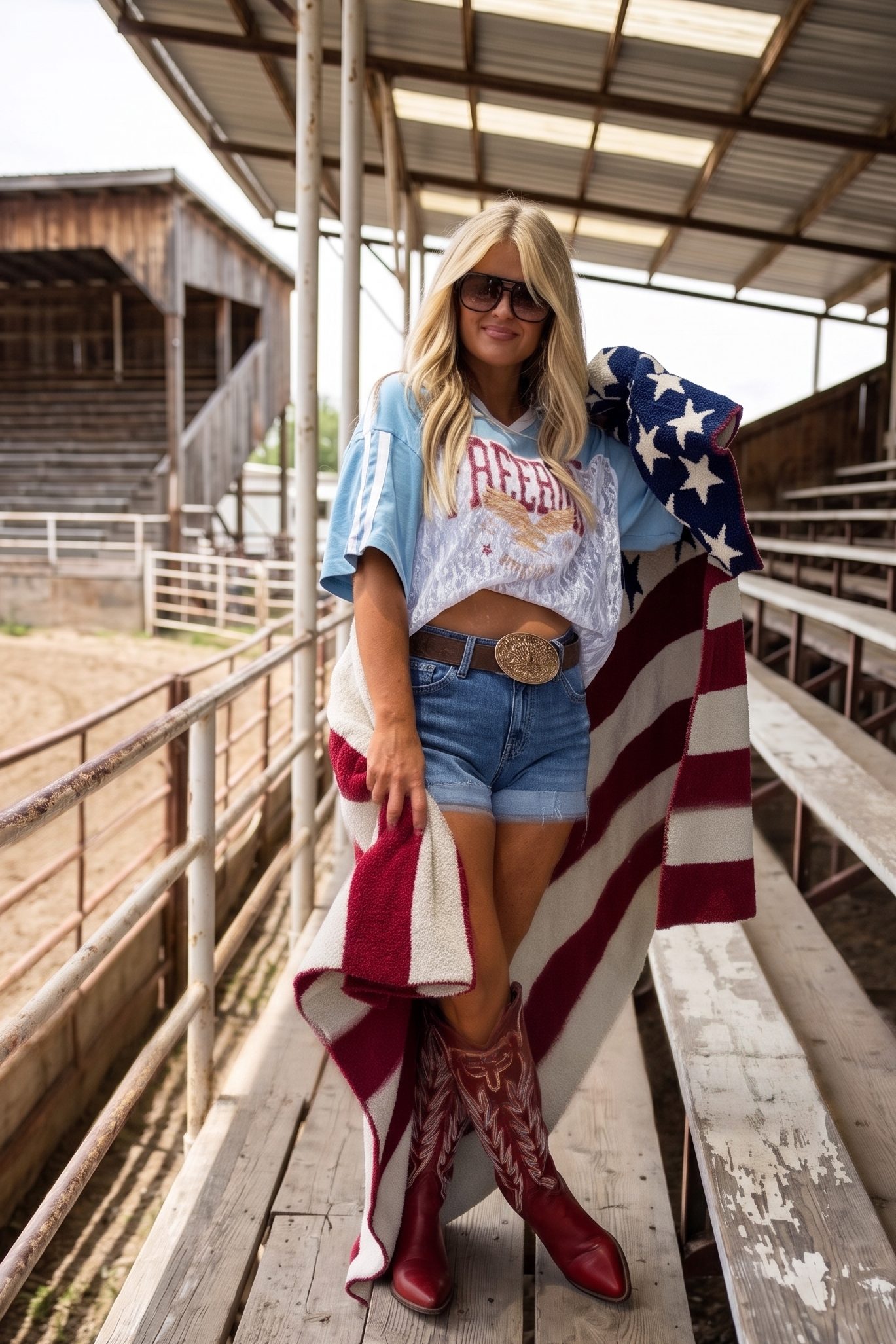 Soft American flag throw blanket featuring a classic stars and stripes design, perfect for Fourth of July celebrations, rodeos, country concerts, lake weekends, camping trips, and Americana-inspired home décor.
