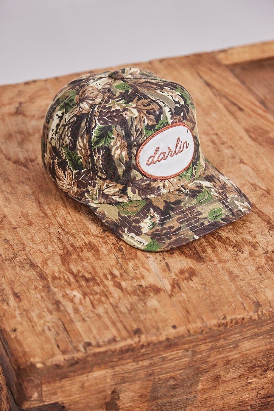DARLIN' Snapback Heritage Camo Hat, camo hat with darlin graphic, camo snapback hat