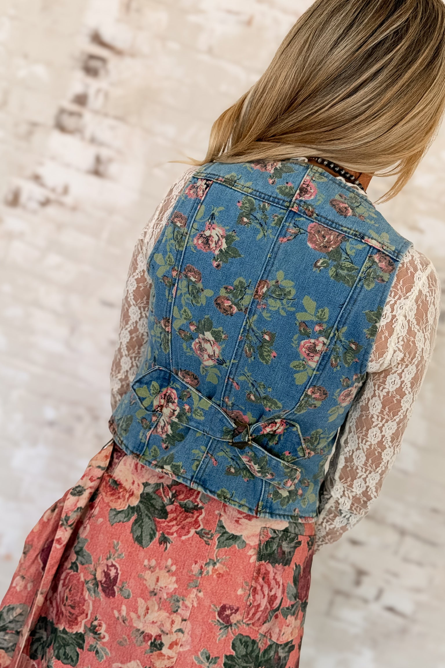 North Meadow Floral Denim Vest