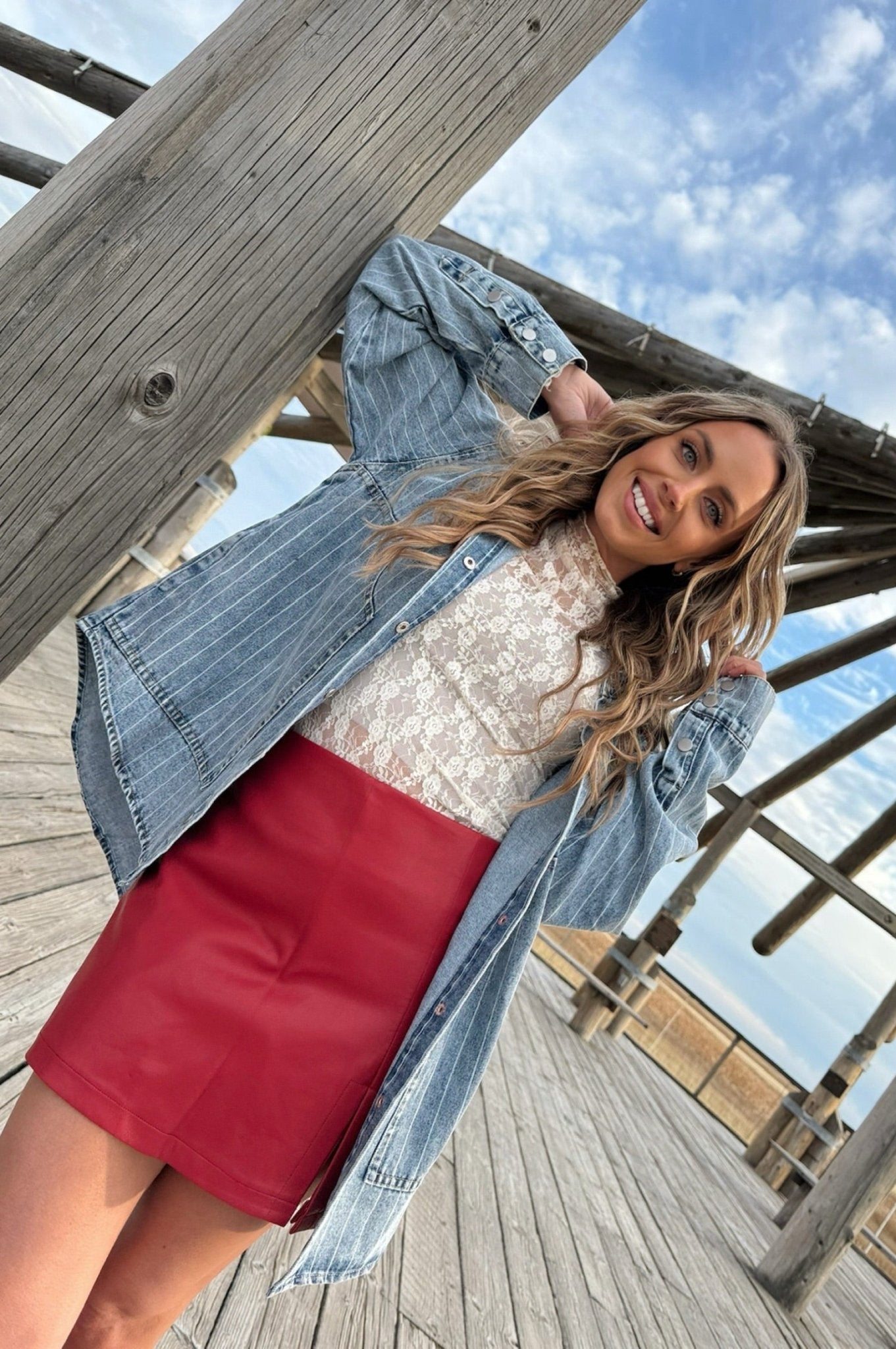 Easy Lines Striped Denim Shacket