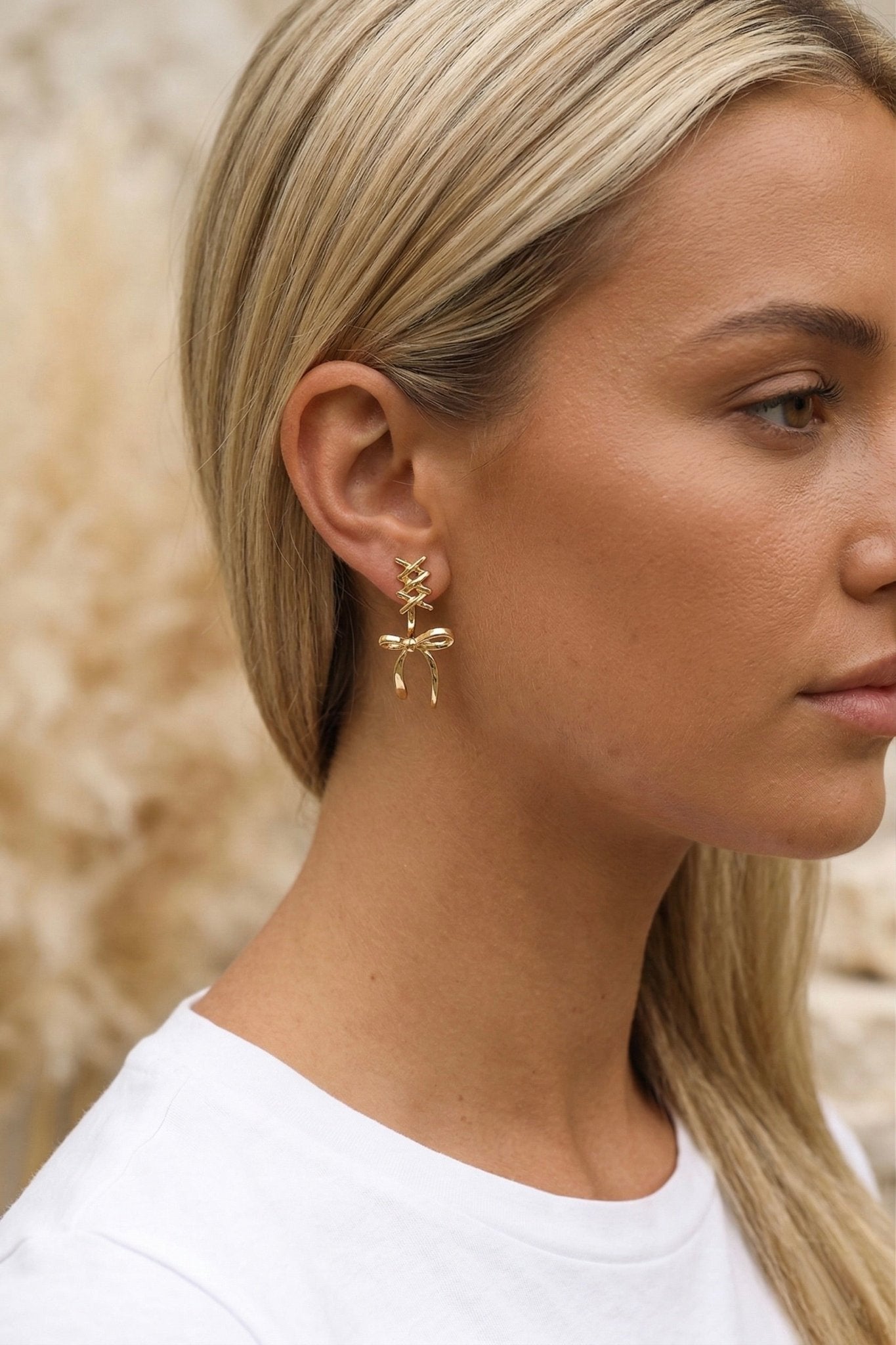 Ethereal Elegance Lace & Ribbon Bow Earrings