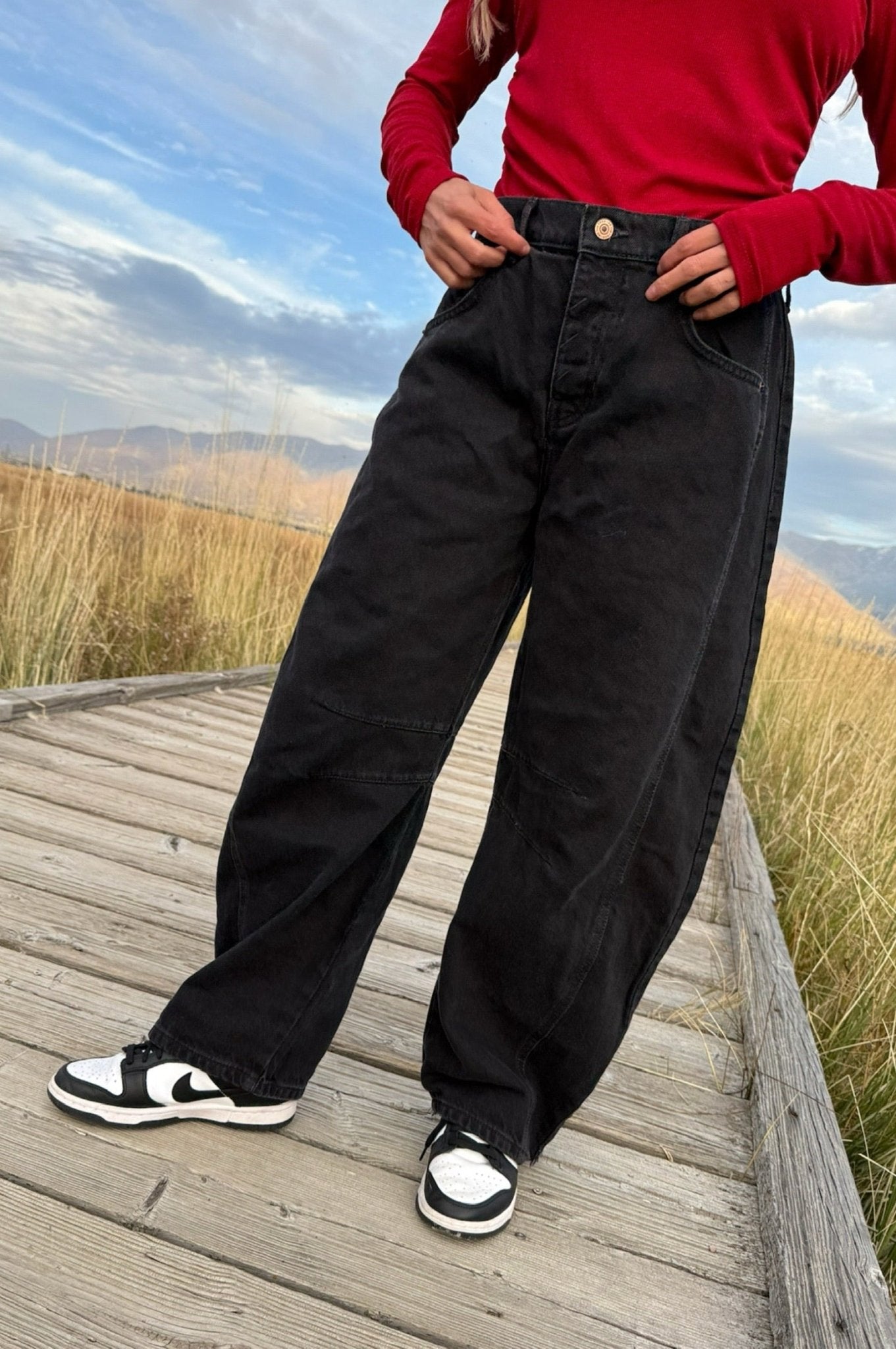 Free People We The Free Good Luck Mid-Rise Barrel Jeans