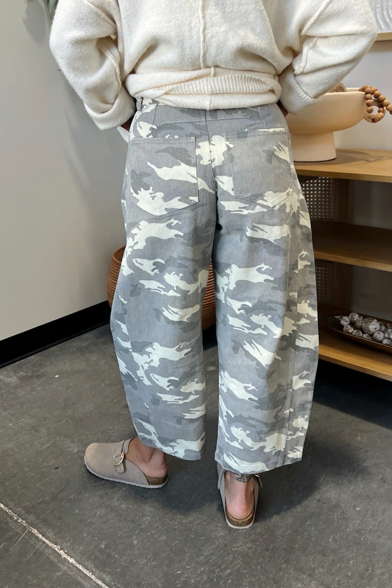 In Disguise Camo Barrel Jeans