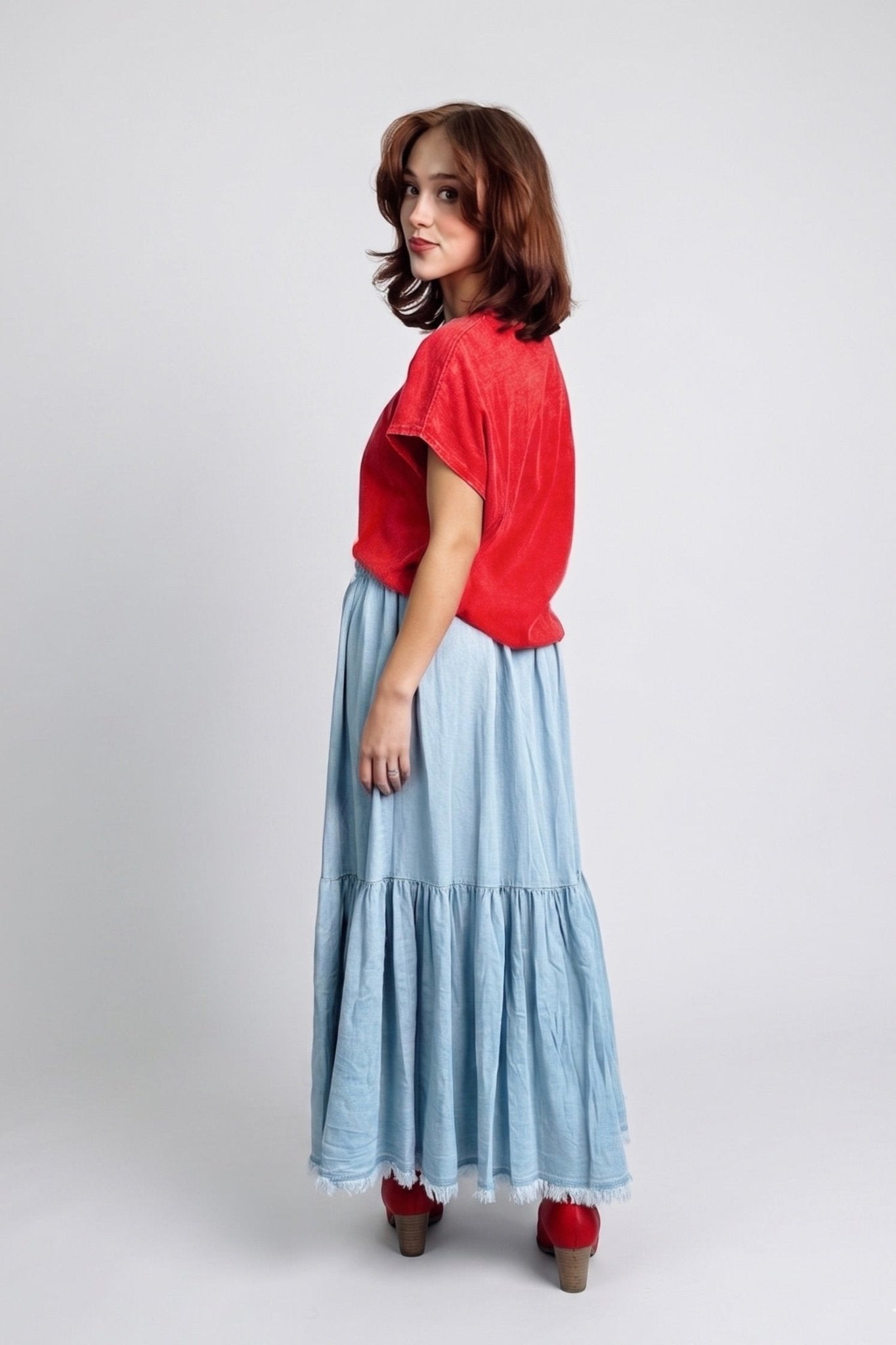 Just Passing Through Denim Maxi Skirt