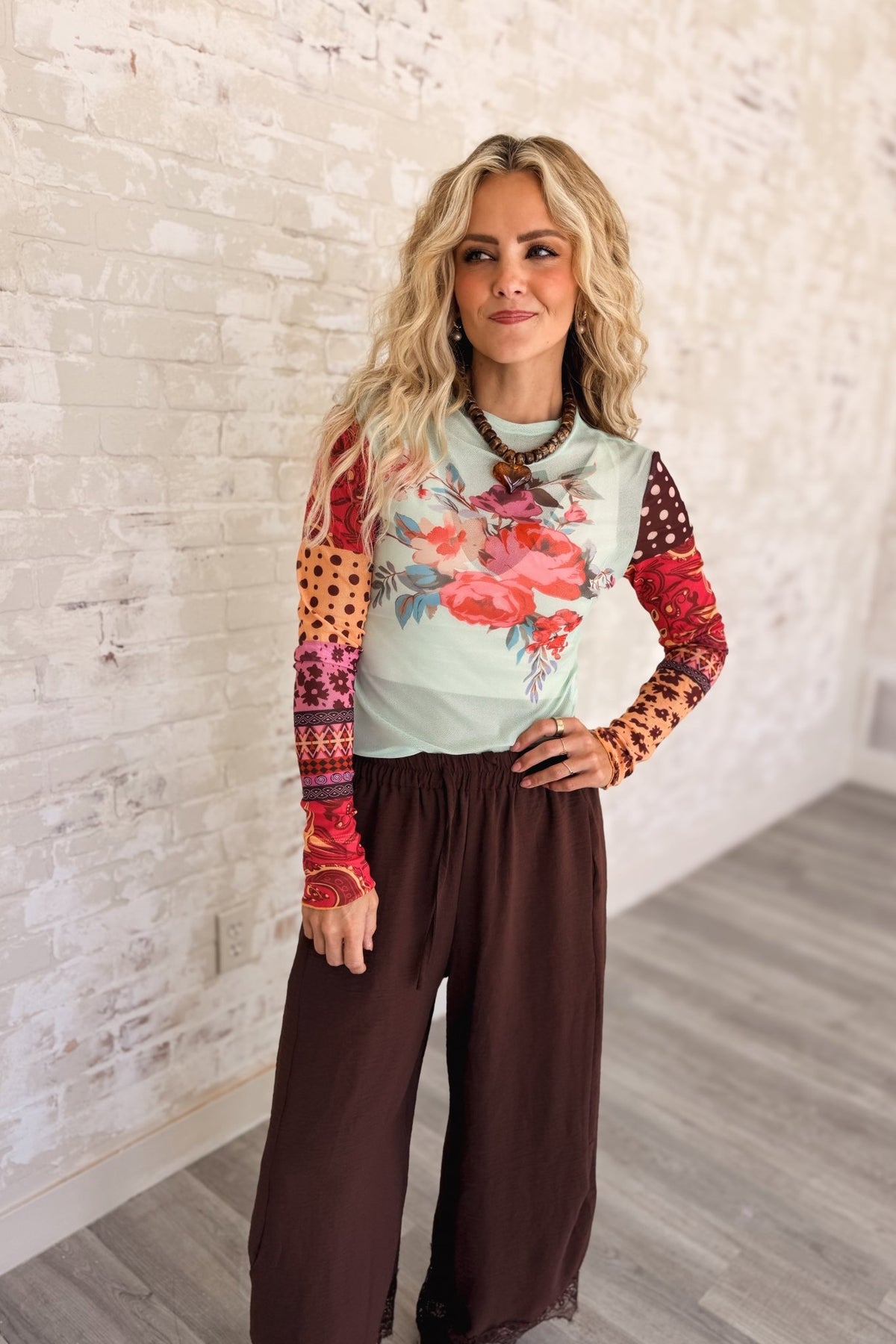 Kaleidoscope Crush Floral Mesh Top