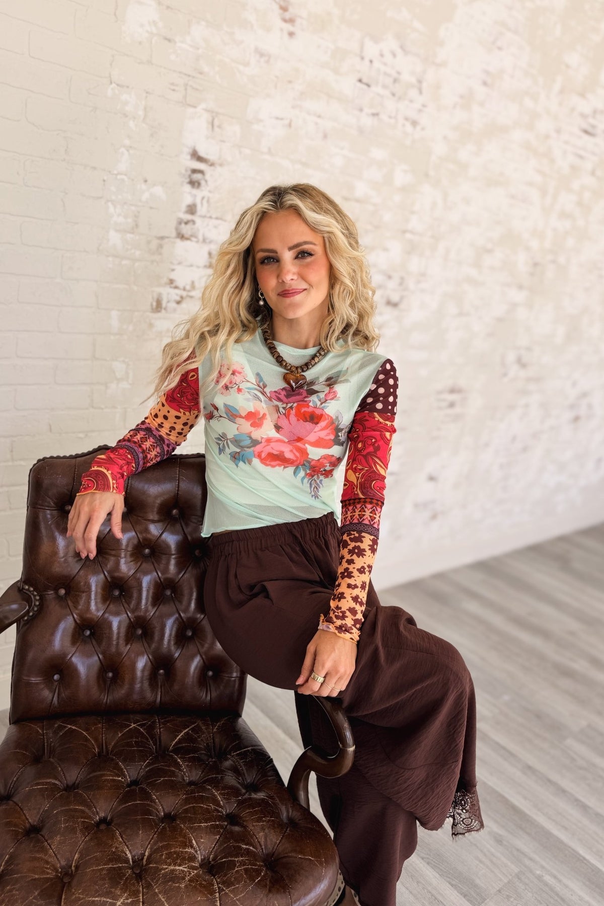 Kaleidoscope Crush Floral Mesh Top