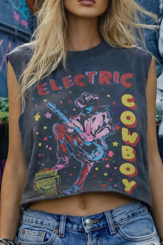 Electric Cowboy Muscle Crop Tee