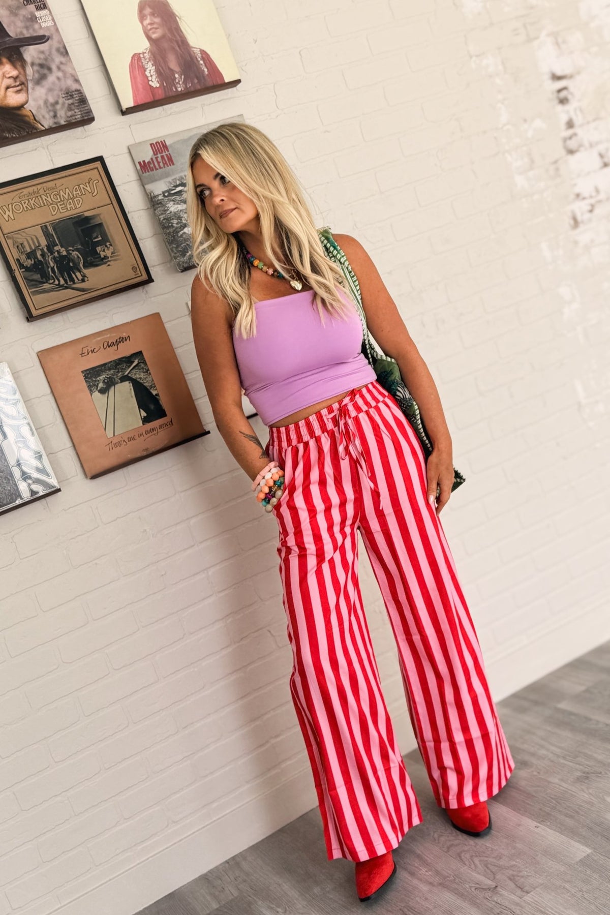 Out Of The Office Striped Wide Leg Pants