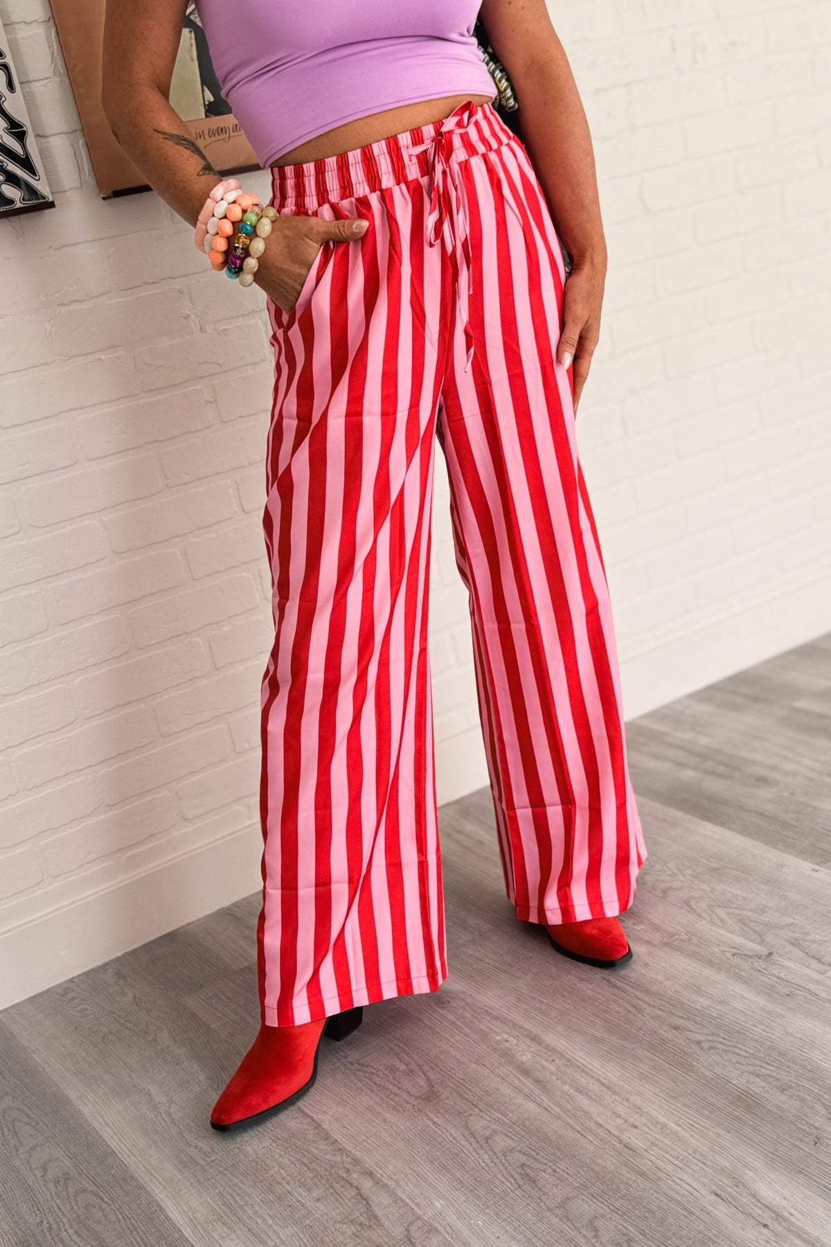 Out Of The Office Striped Wide Leg Pants