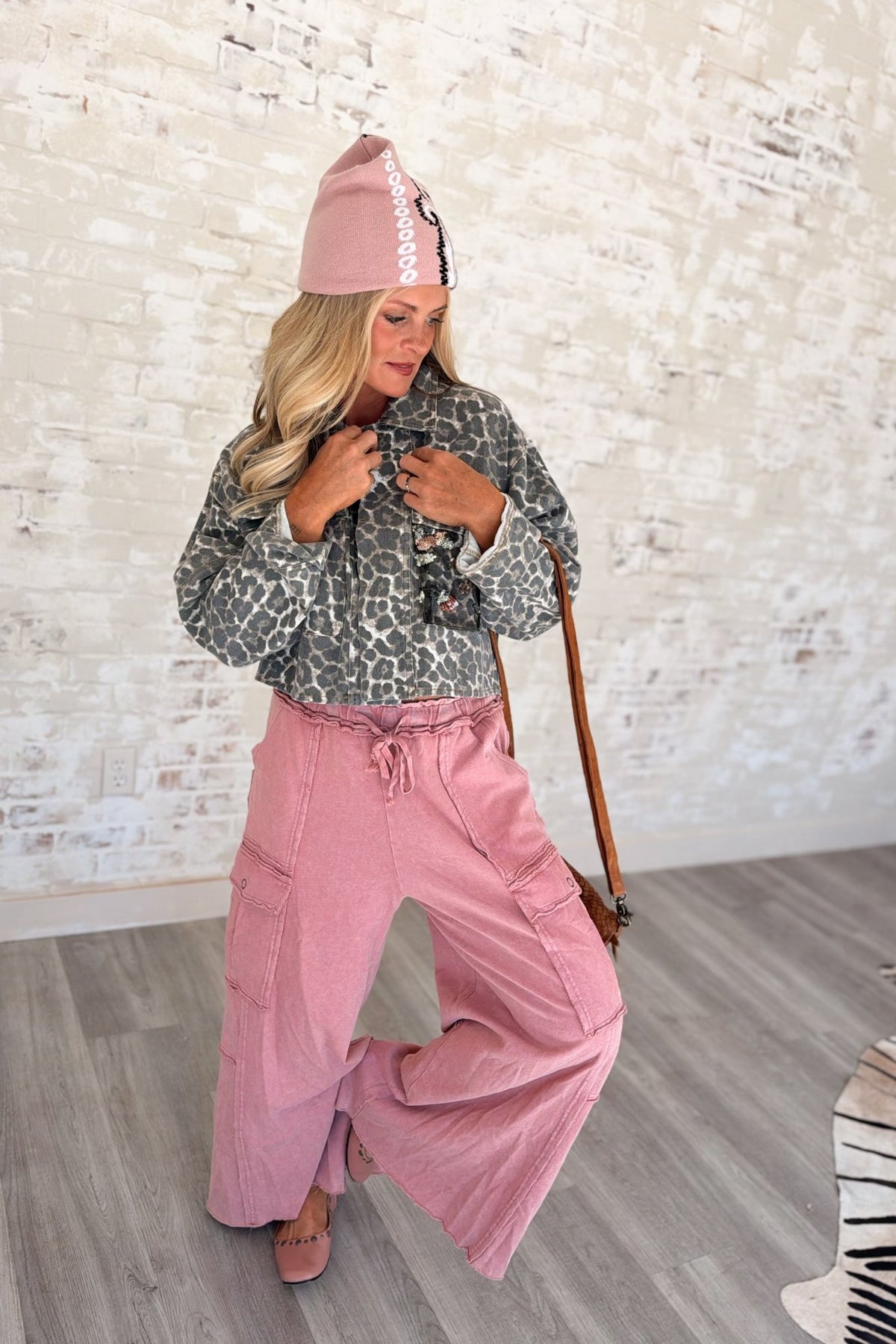 Rough Around The Roses Leopard Denim Jacket