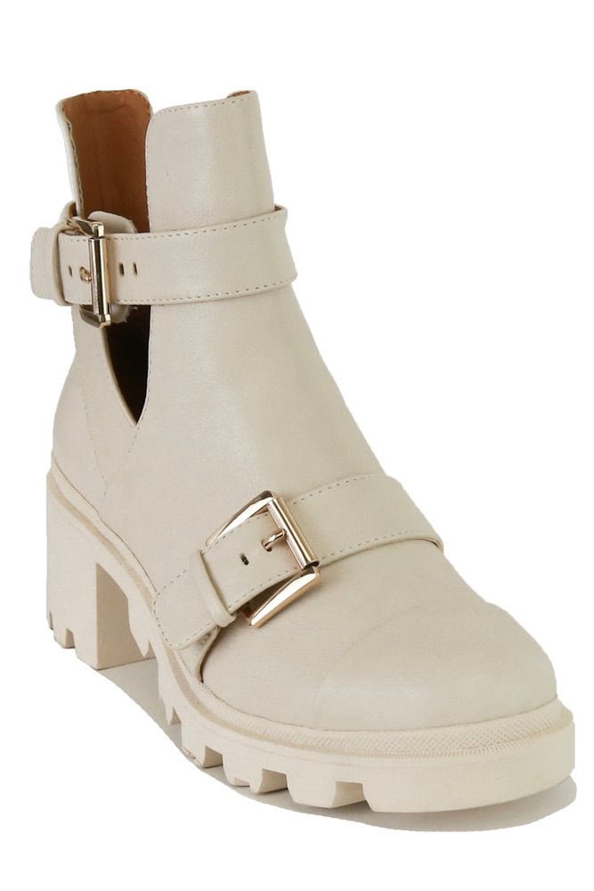 Saige Strappy Buckle Cut-out Bootie - FINAL SALE
