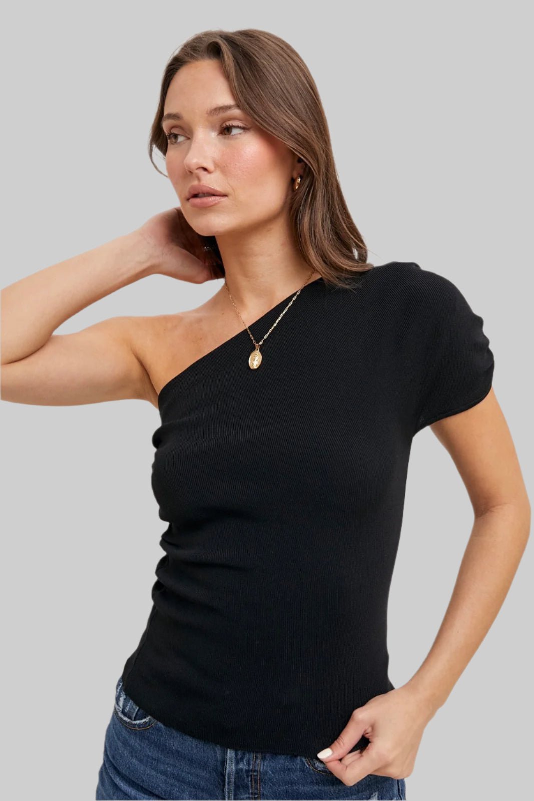 Sculpted Slant One Shoulder Top - FINAL SALE