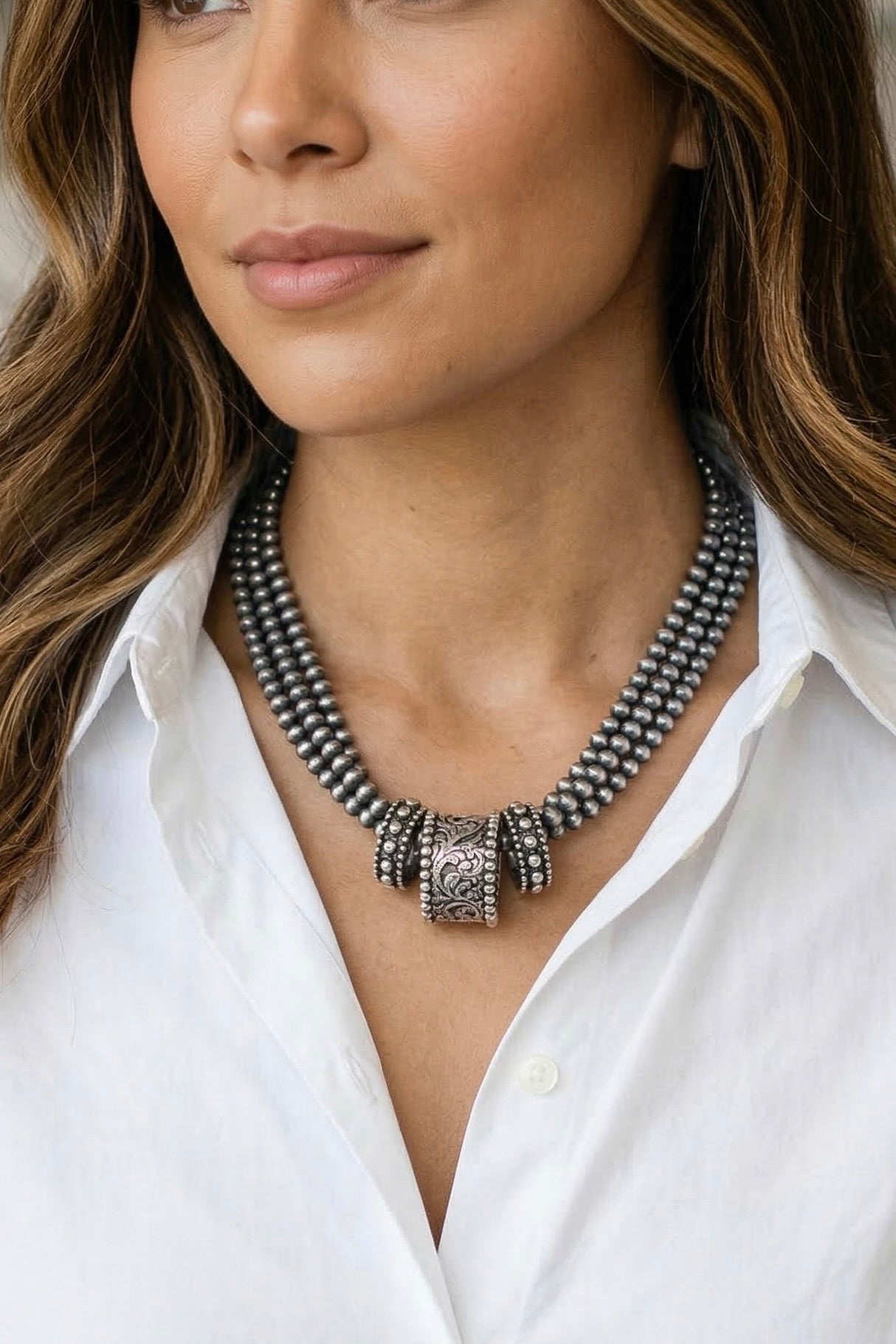 beaded western style statement necklace