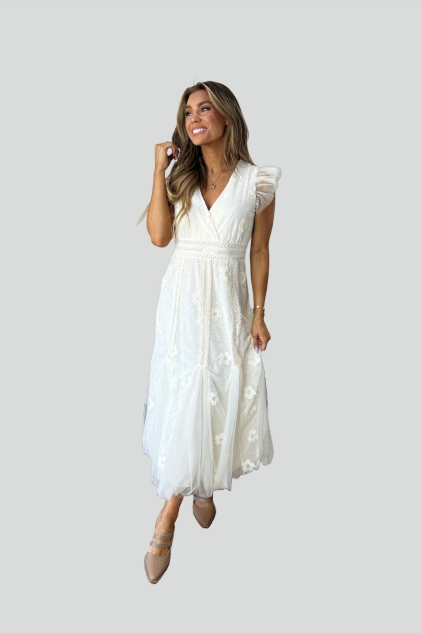 Stirling Floral Embroidered Midi Dress - FINAL SALE