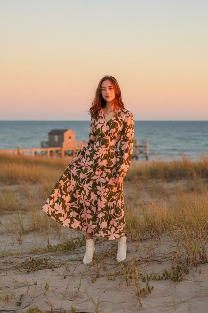 Tiered maxi skirt, boho floral skirt, elastic waist maxi, women's flowy skirt, brunch outfit, matching set skirt, long bohemian skirt, comfortable chic apparel.