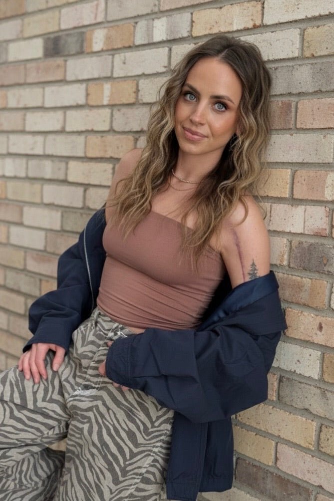 Tube top, double-lined bandeau, cropped strapless top, capsule wardrobe essentials, soft rayon top, stay-put tube top, summer layering basics, women's minimal streetwear.