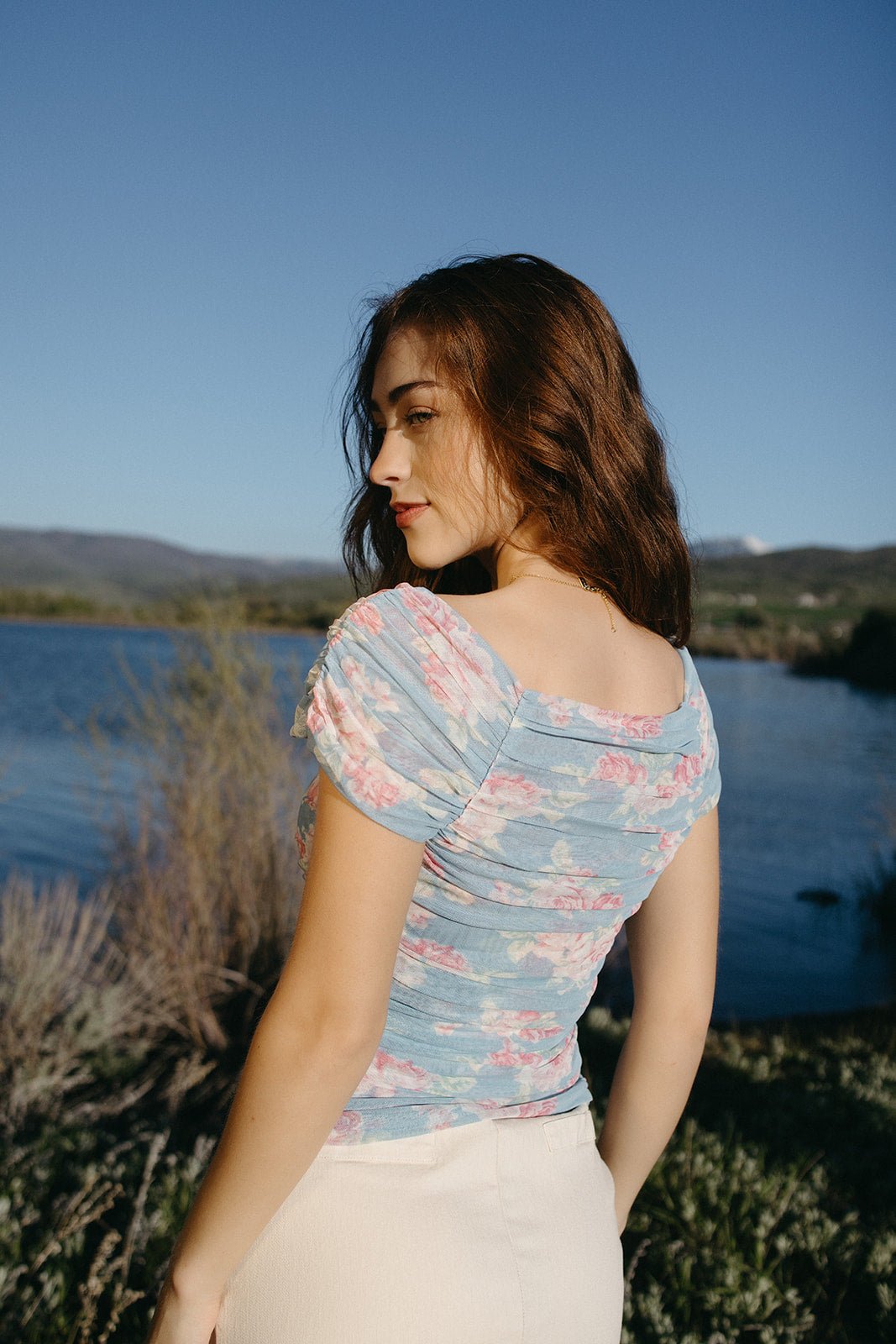 Trail Of Flowers Mesh Top