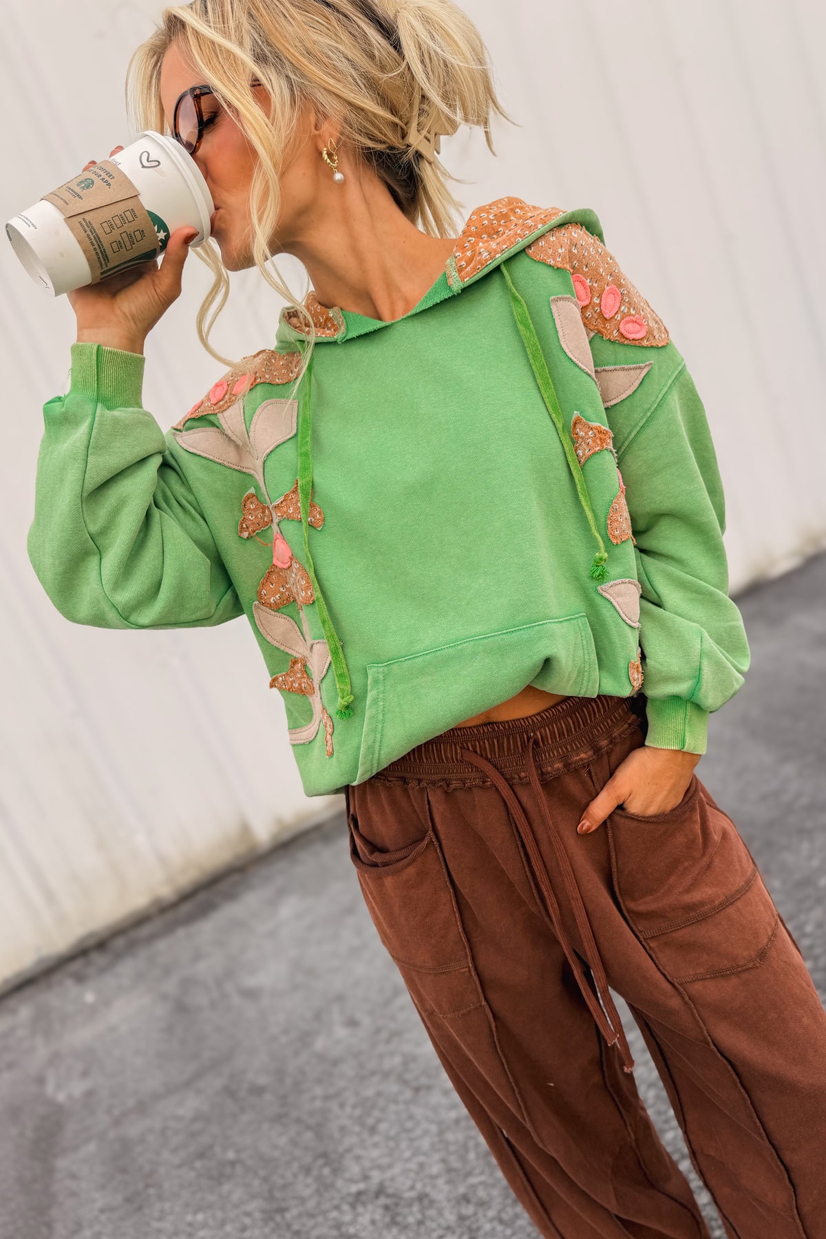 Growing On Me Floral Patch Hoodie