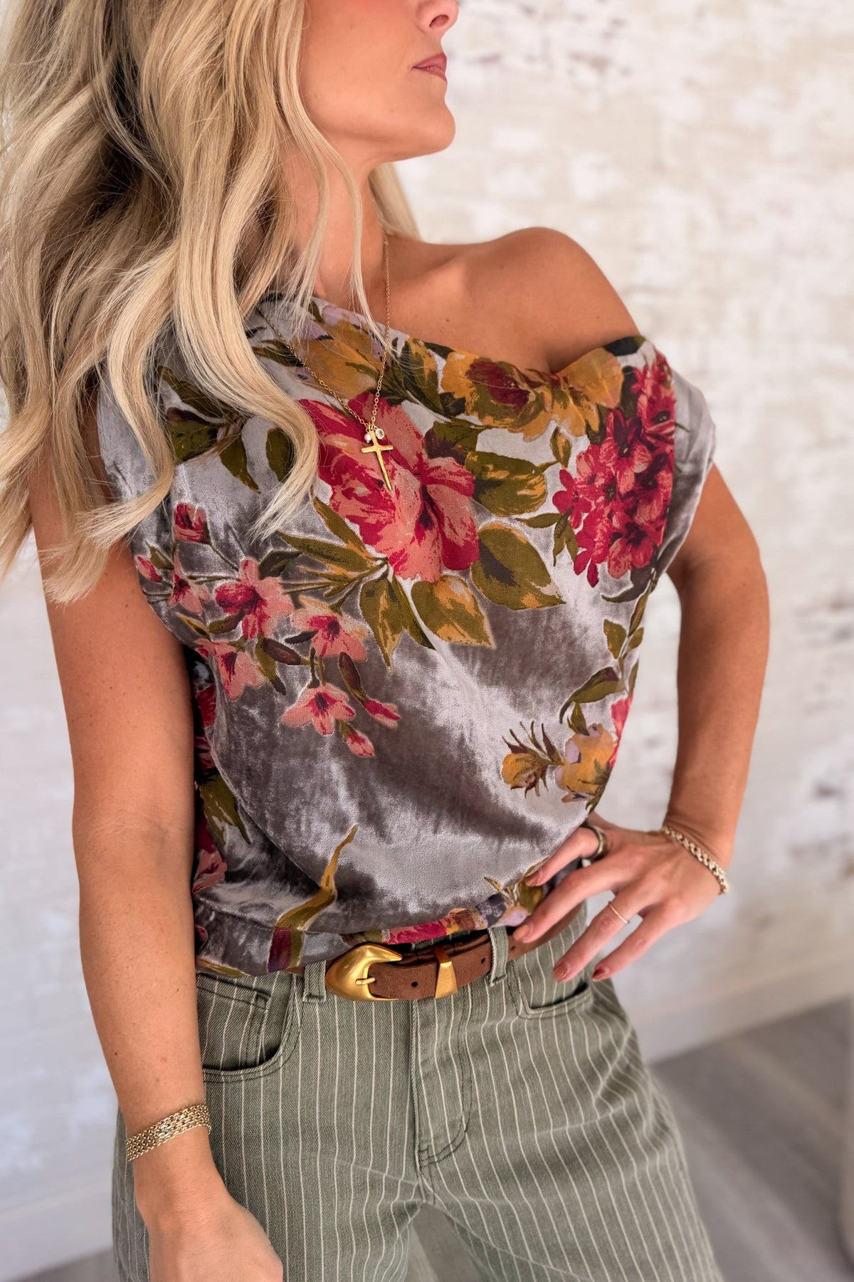 Worth The Risk Floral Velvet Top